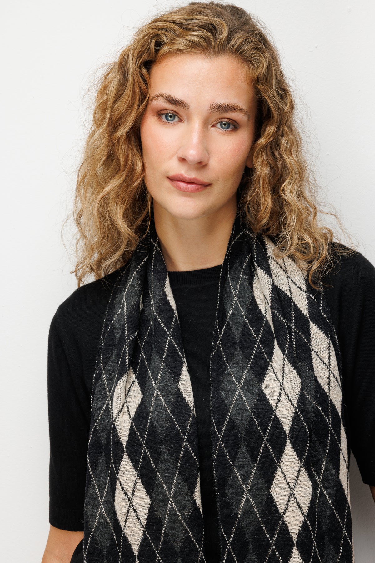 ARGYLE SHAWL ECRU-BEIGE