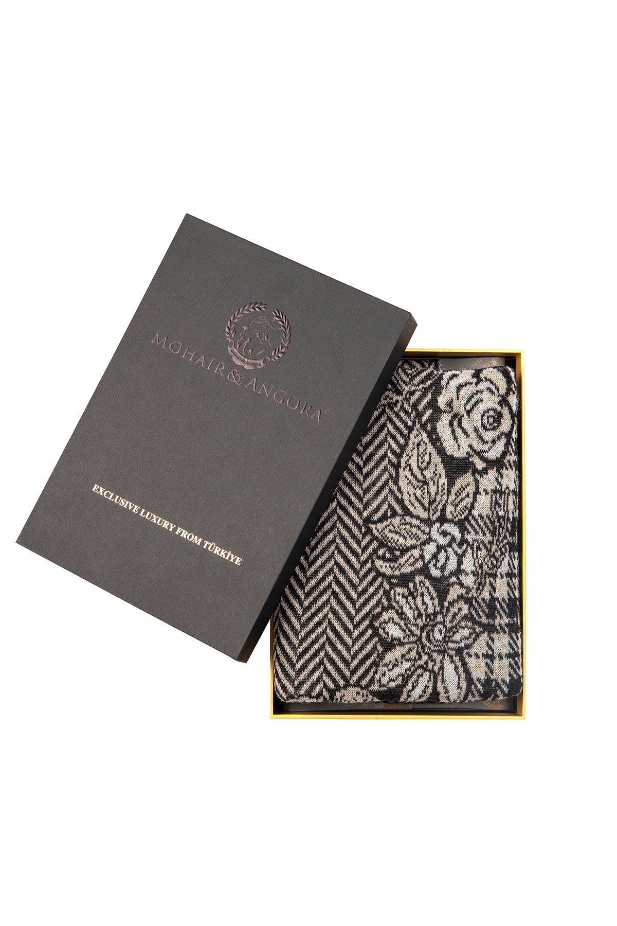 MEDITERRANEAN FLORAL ART SHAWL BLACK