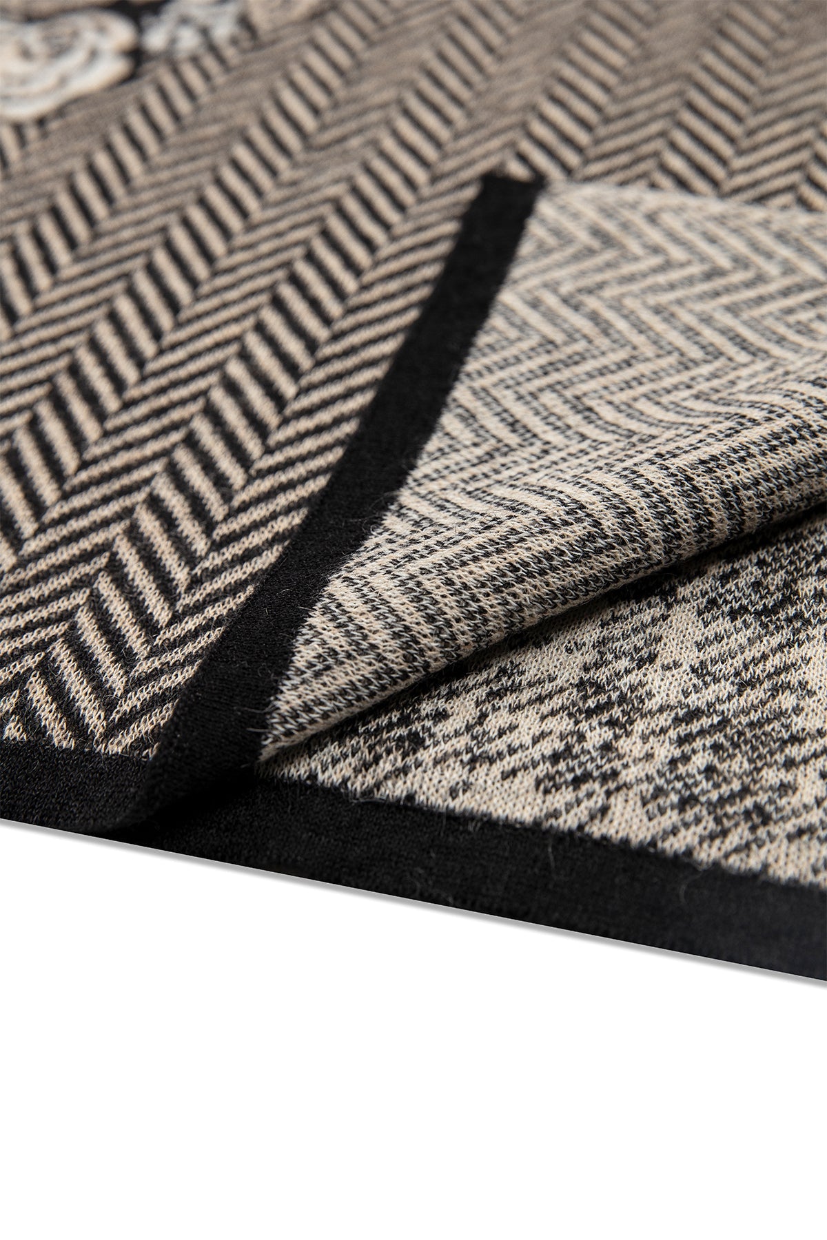 MEDITERRANEAN FLORAL ART SHAWL BLACK