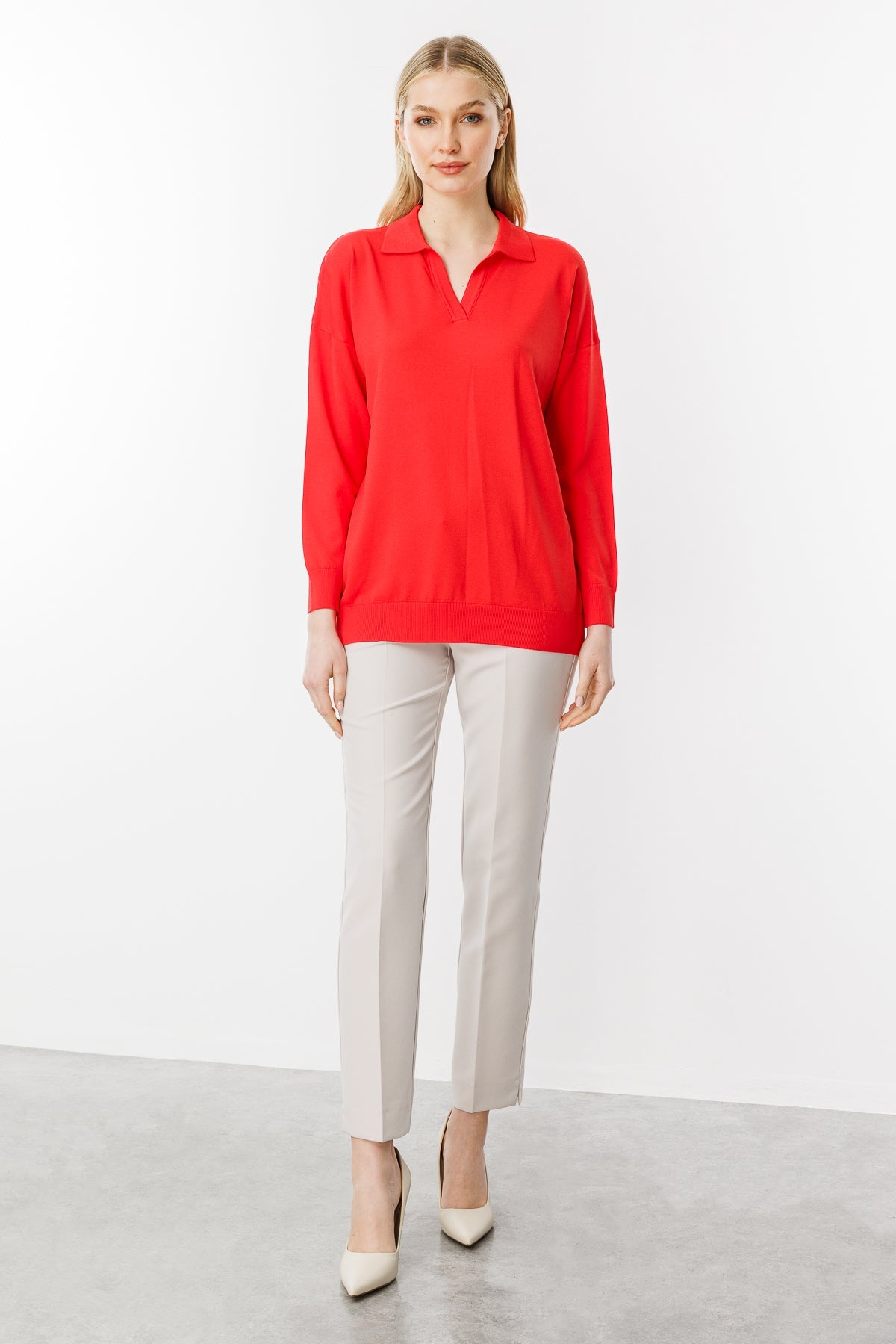 Polo Blouse Red
