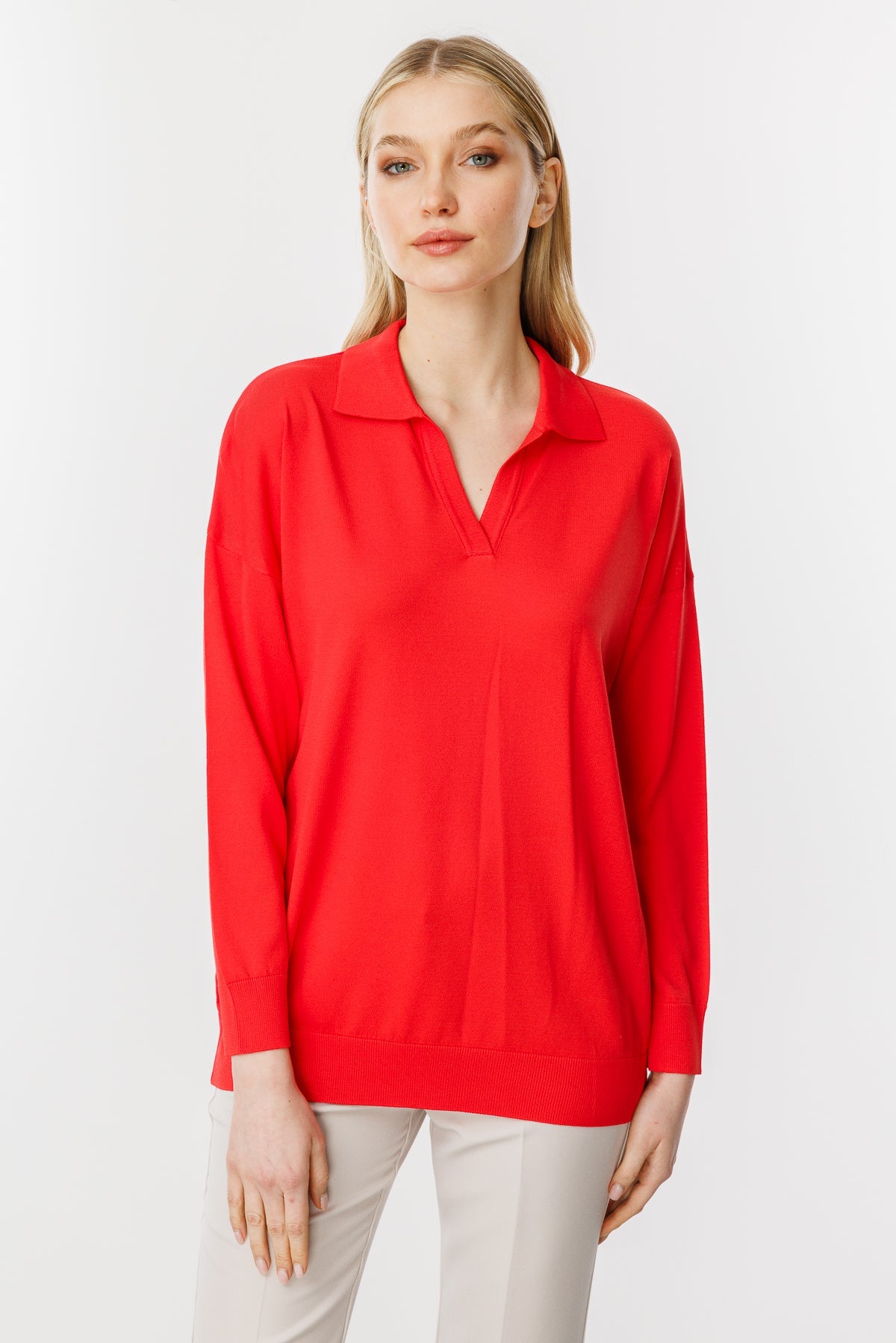 Polo Blouse Red