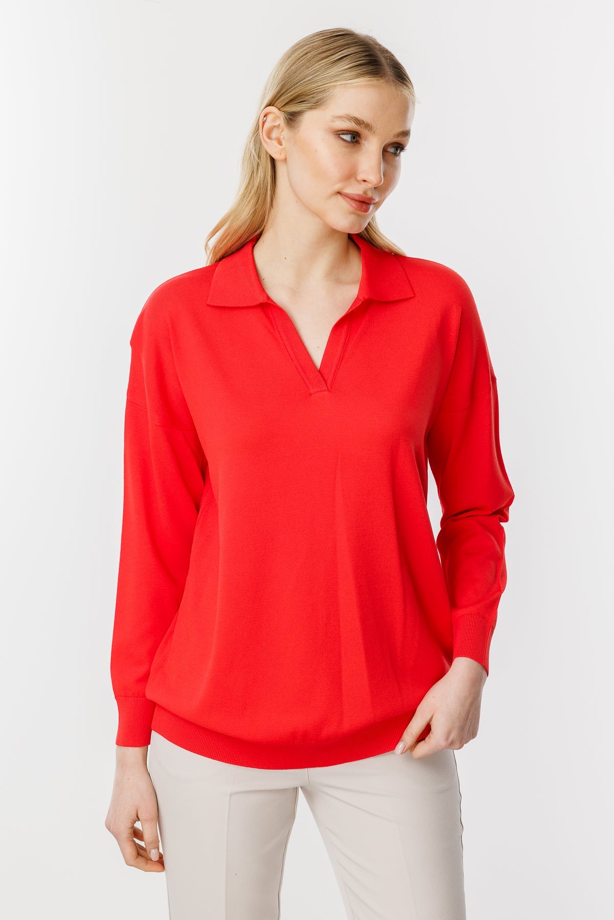 Polo Blouse Red