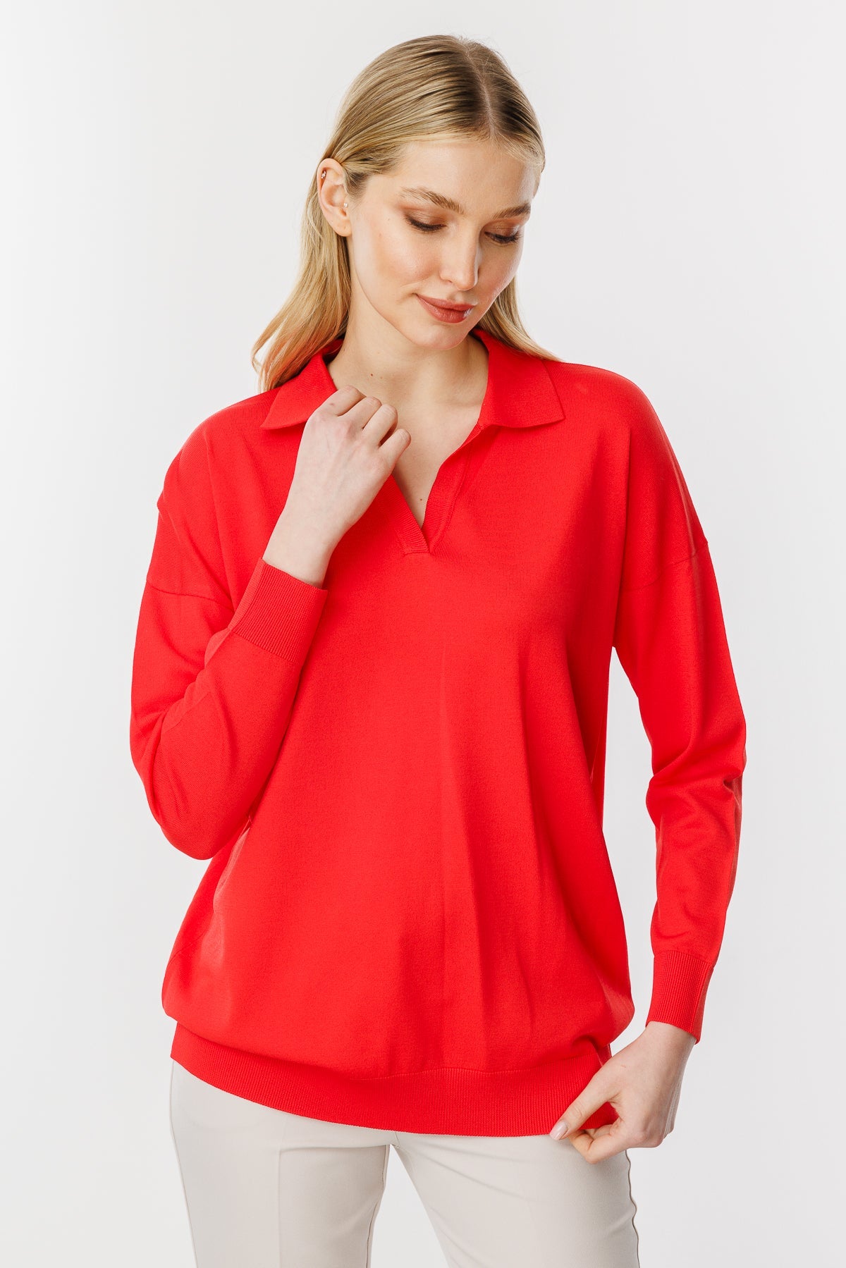 Polo Blouse Red