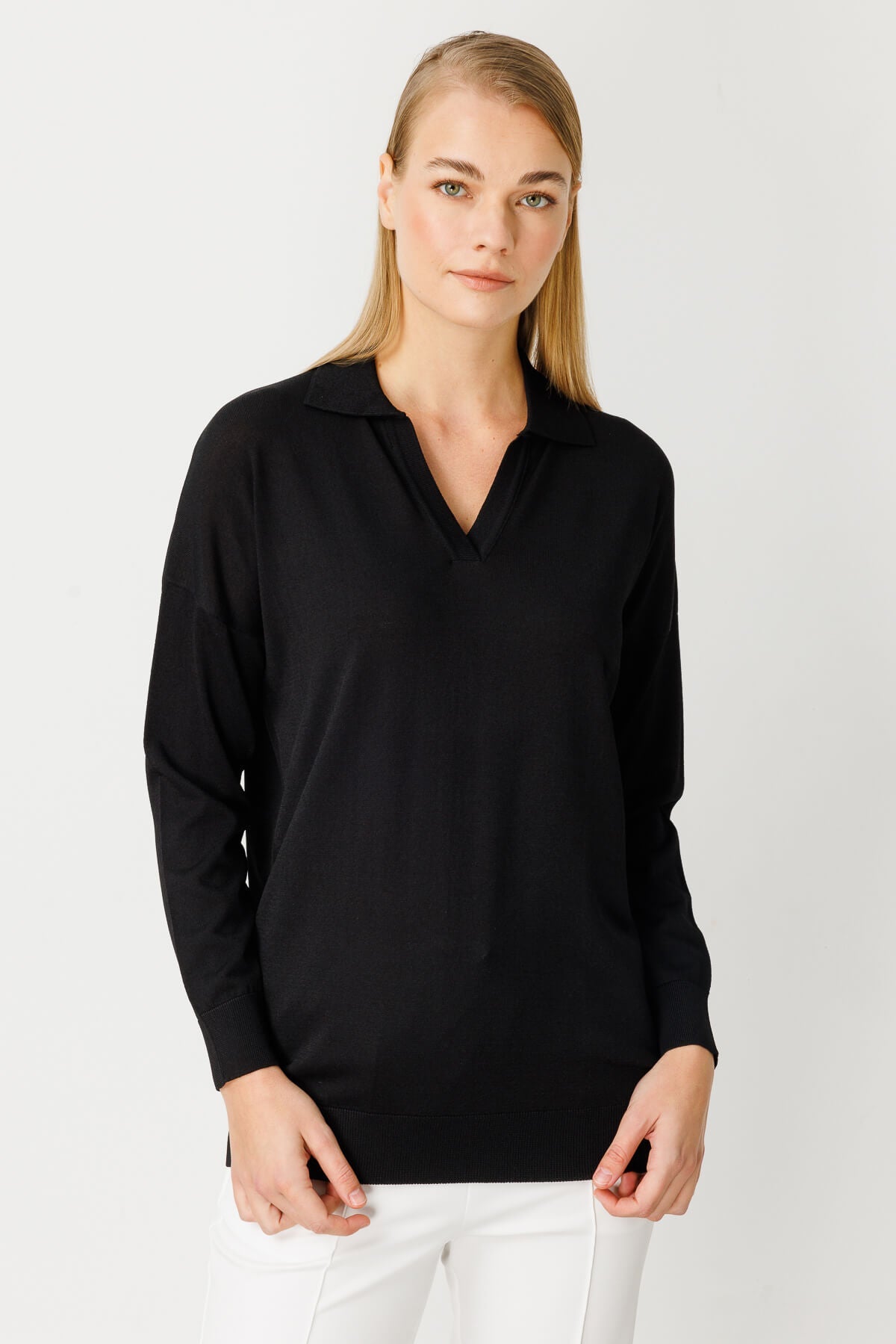 POLO BLOUSE BLACK