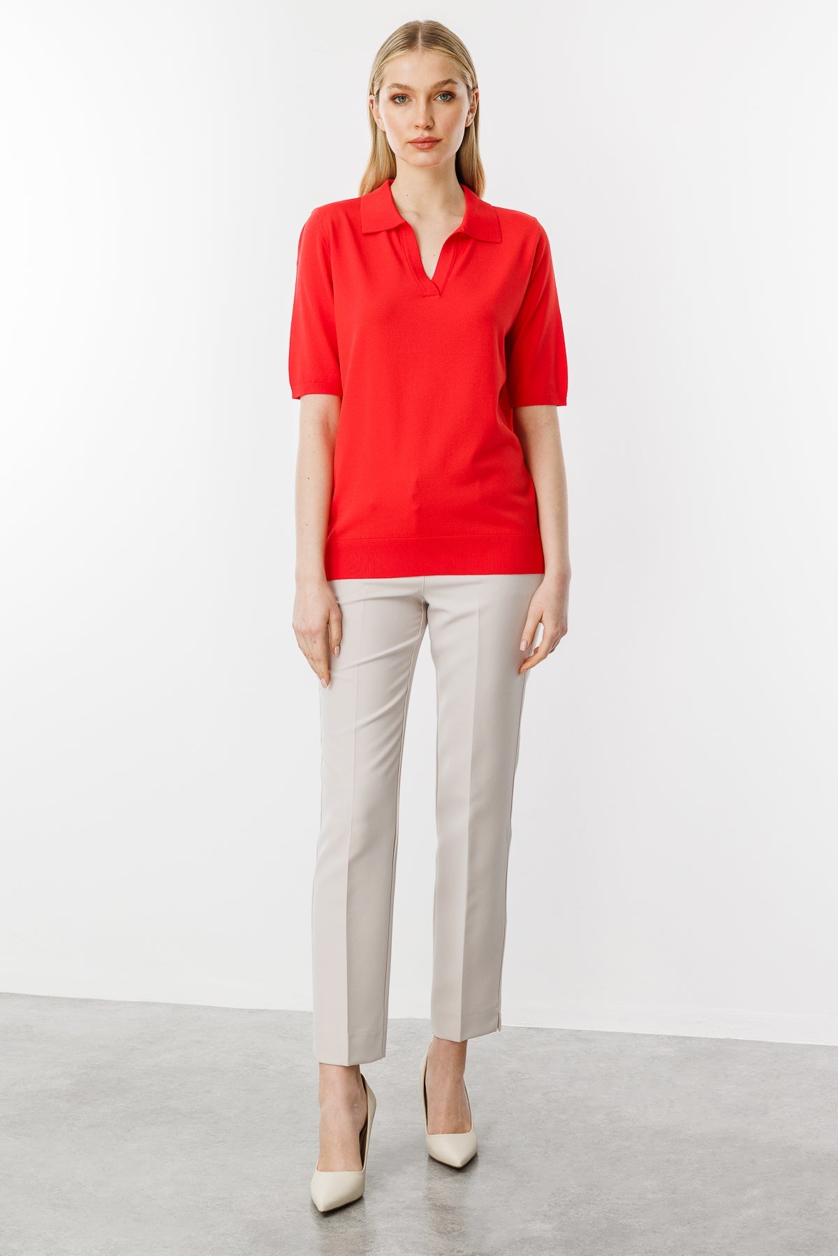 Polo Blouse Red