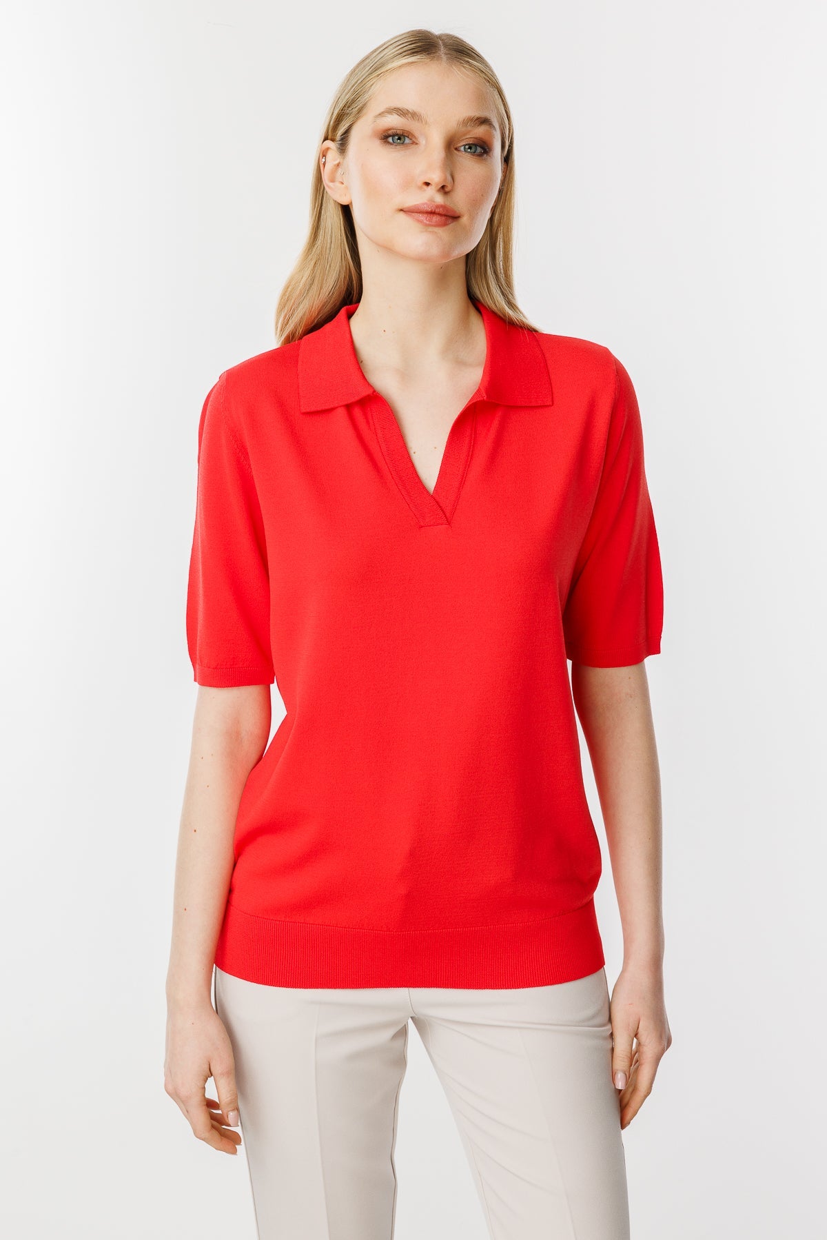 Polo Blouse Red