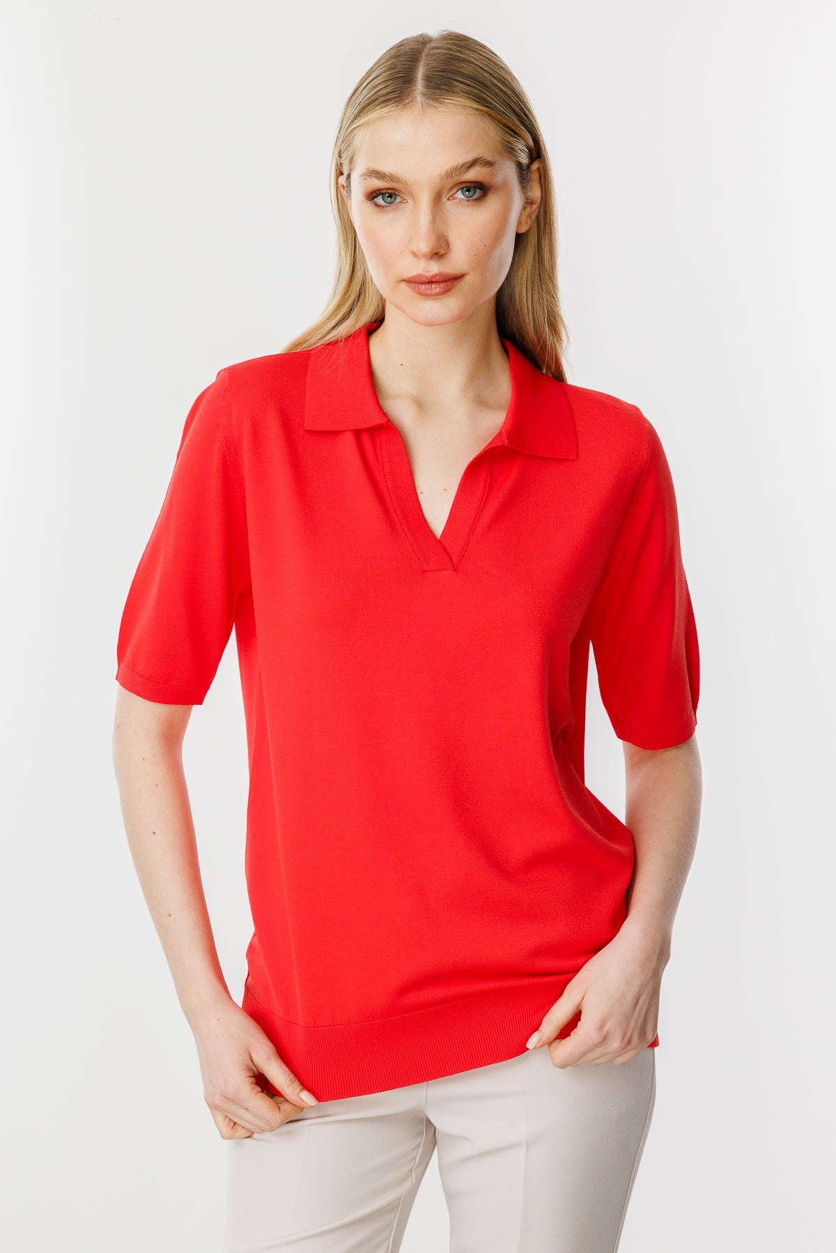 Polo Blouse Red