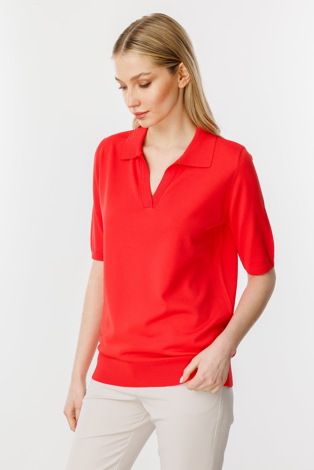 Polo Blouse Red