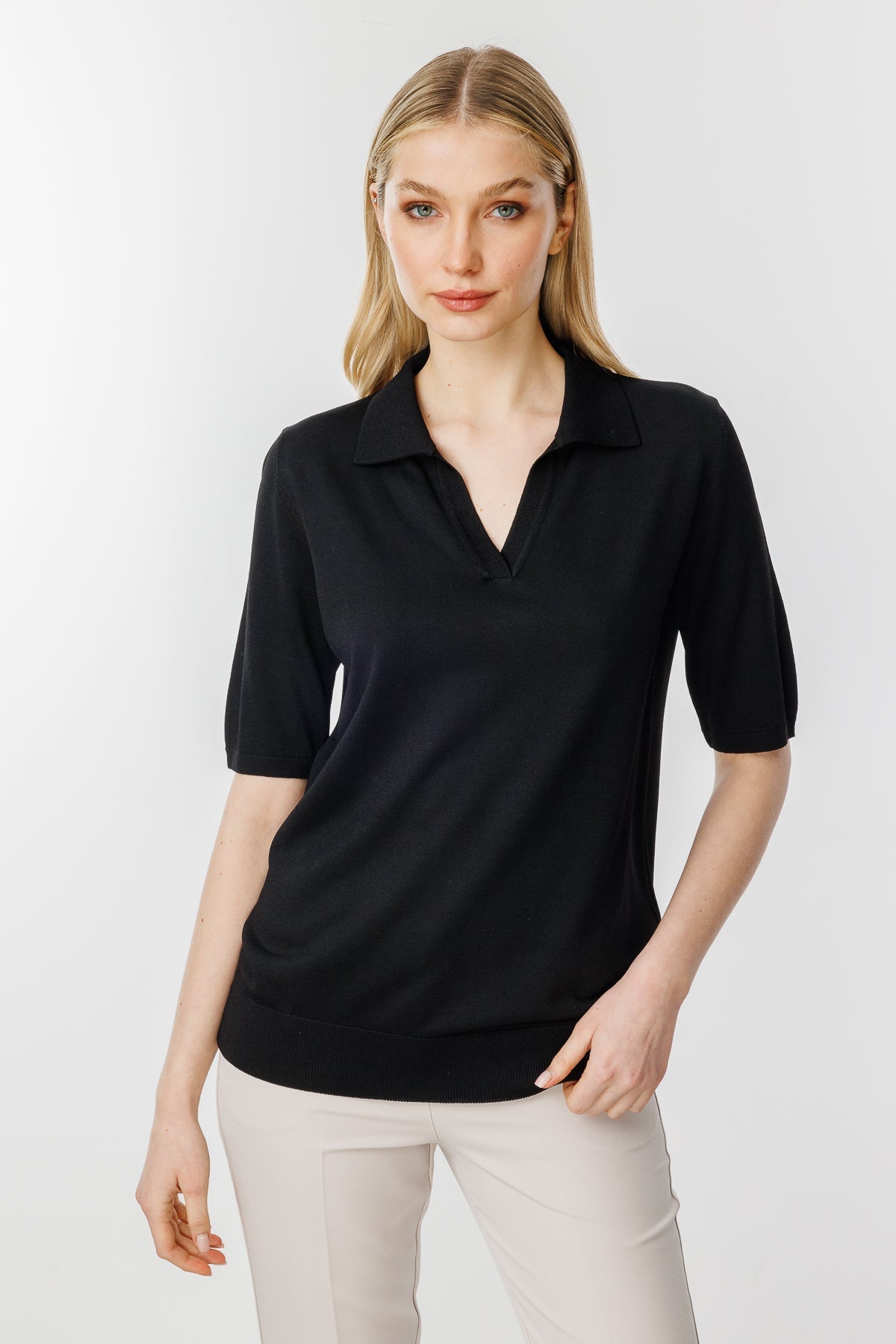 POLO BLOUSE BLACK