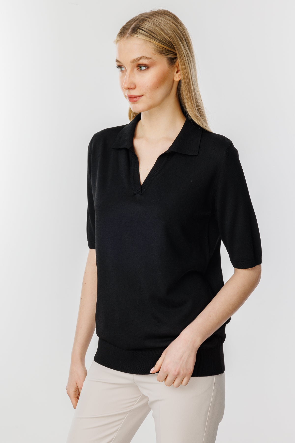 POLO BLOUSE BLACK