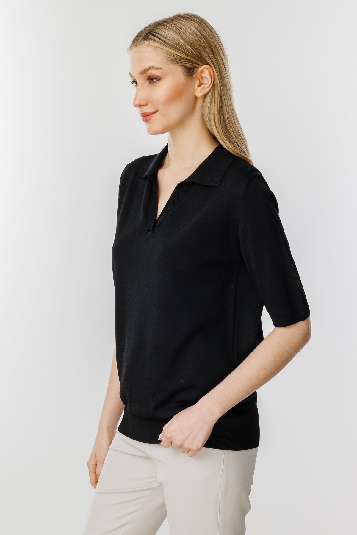 POLO BLOUSE BLACK