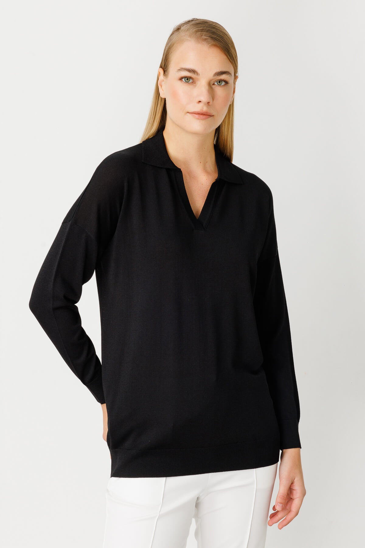 POLO BLOUSE BLACK