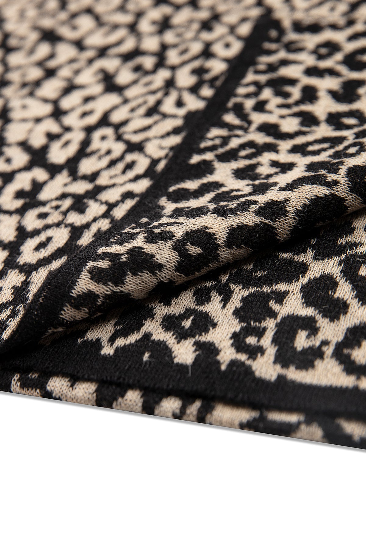 LEOPARD SHAWL BLACK-BEIGE