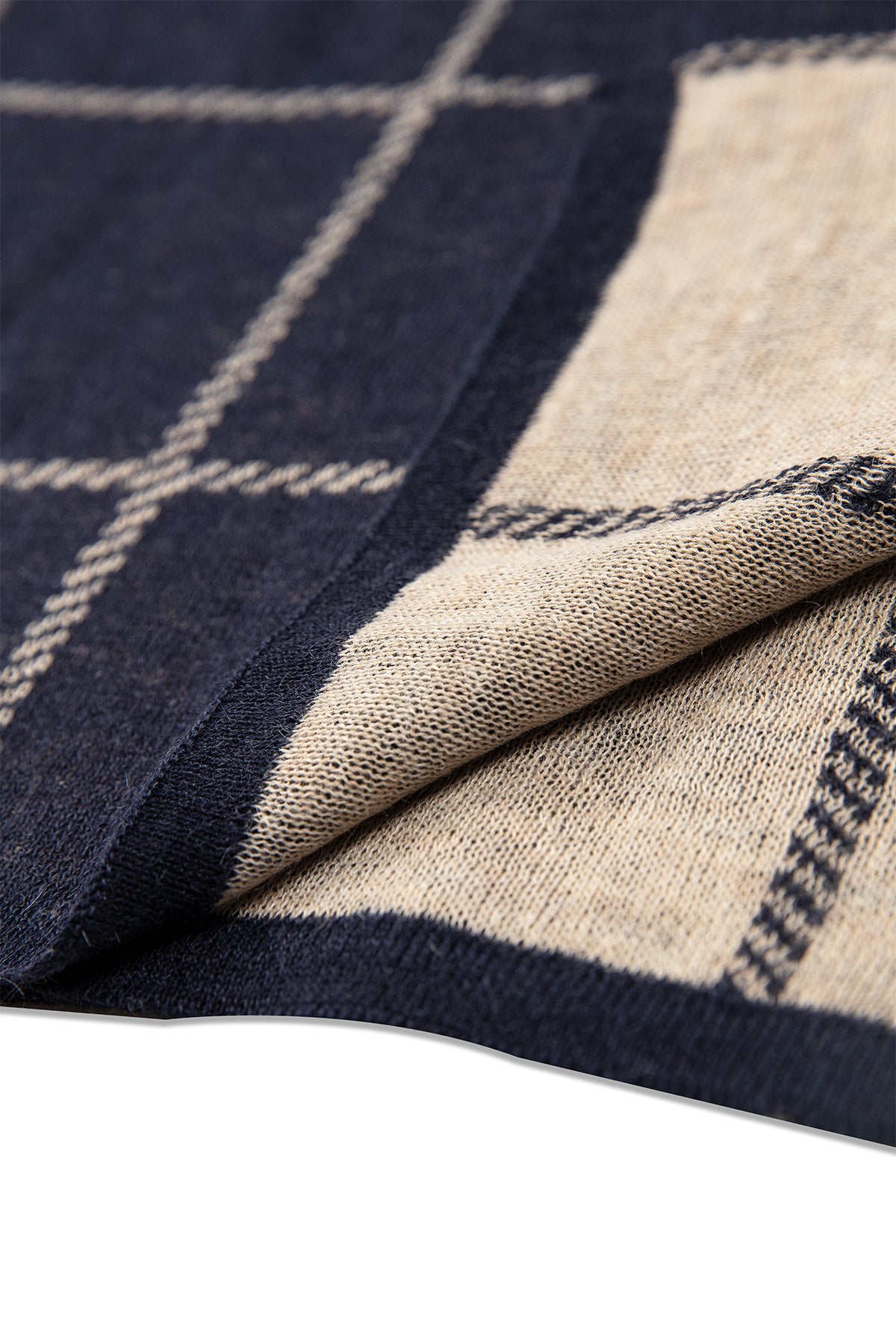 MEN ROMAN CHECK SCARF NAVY-ECRU
