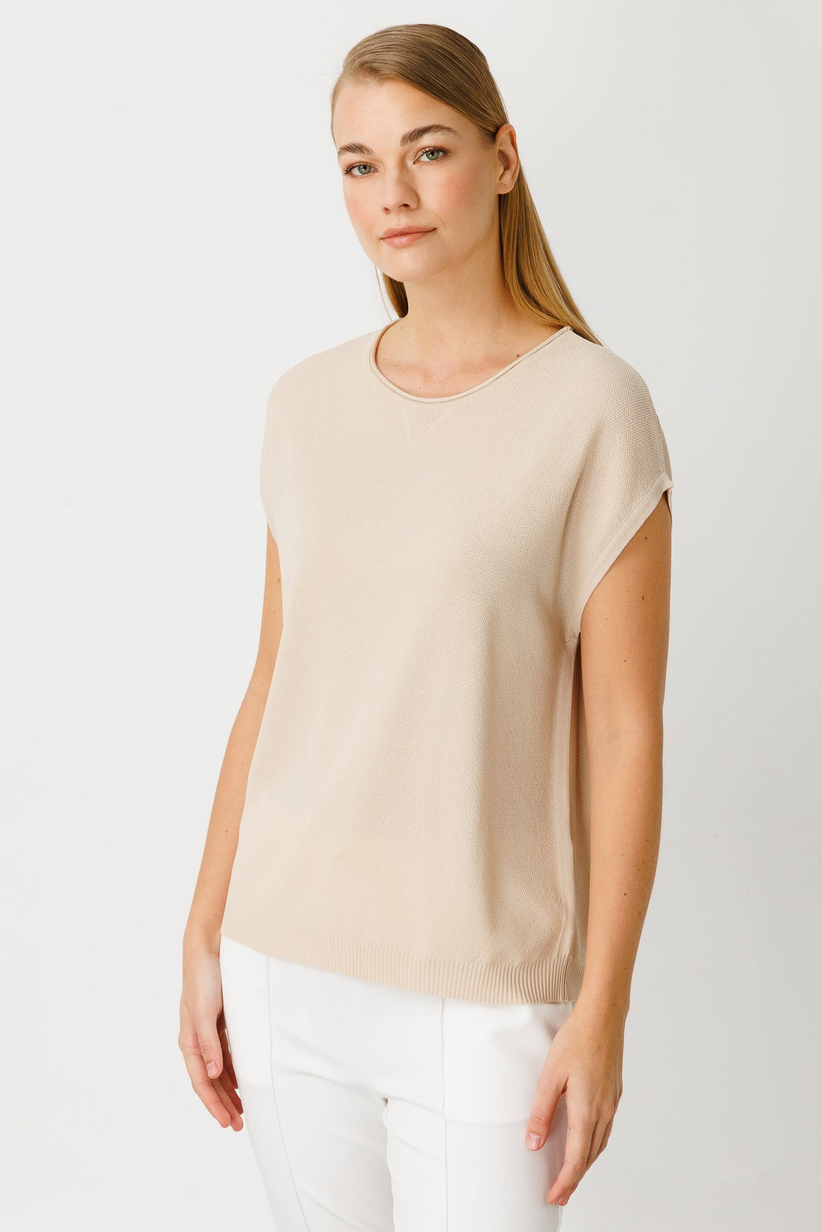 BASIC DIAMOND BLOUSE BEIGE