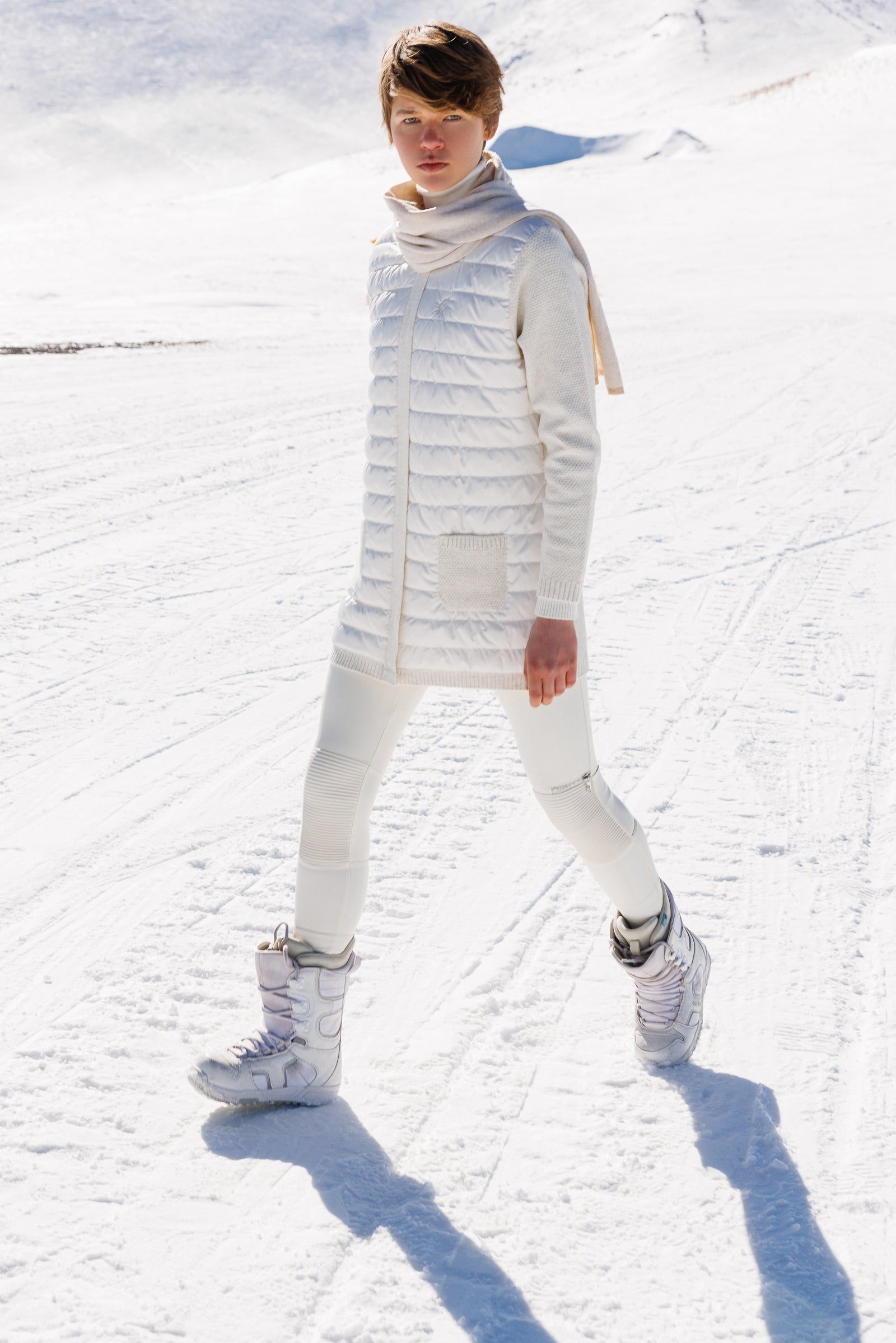 Angora Scarf Ecru-Taupe