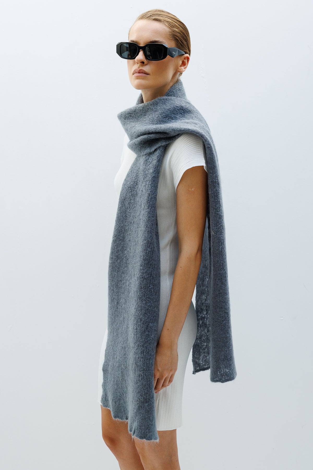 HATTUSA SCARF GRAY-BASIC KNIT