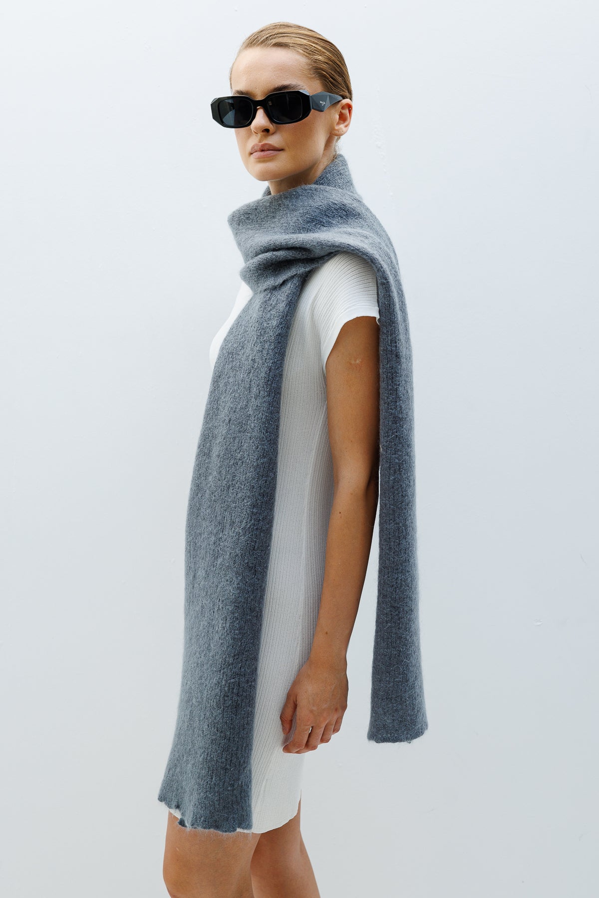HATTUSA SCARF GRAY-BASIC KNIT