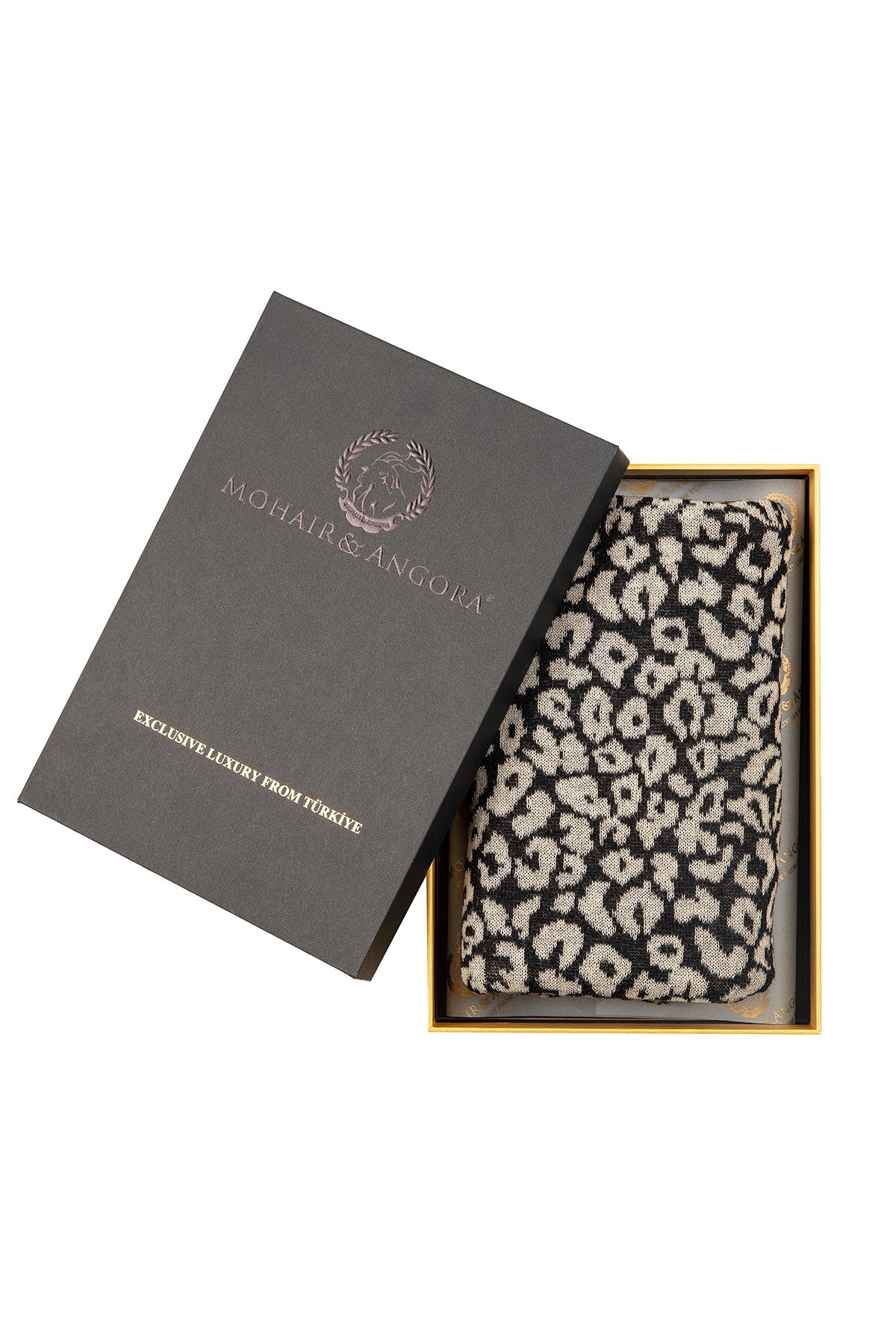 LEOPARD SHAWL BLACK-BEIGE