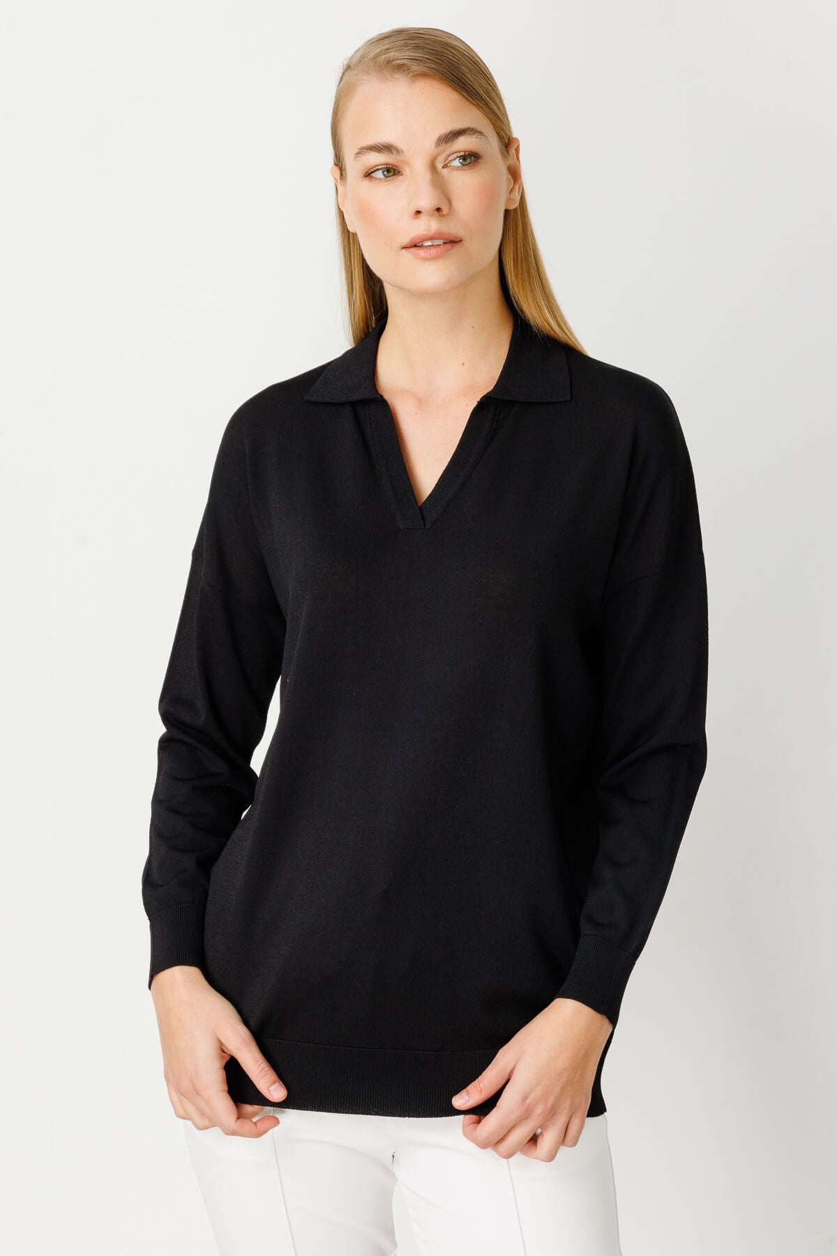 POLO BLOUSE BLACK