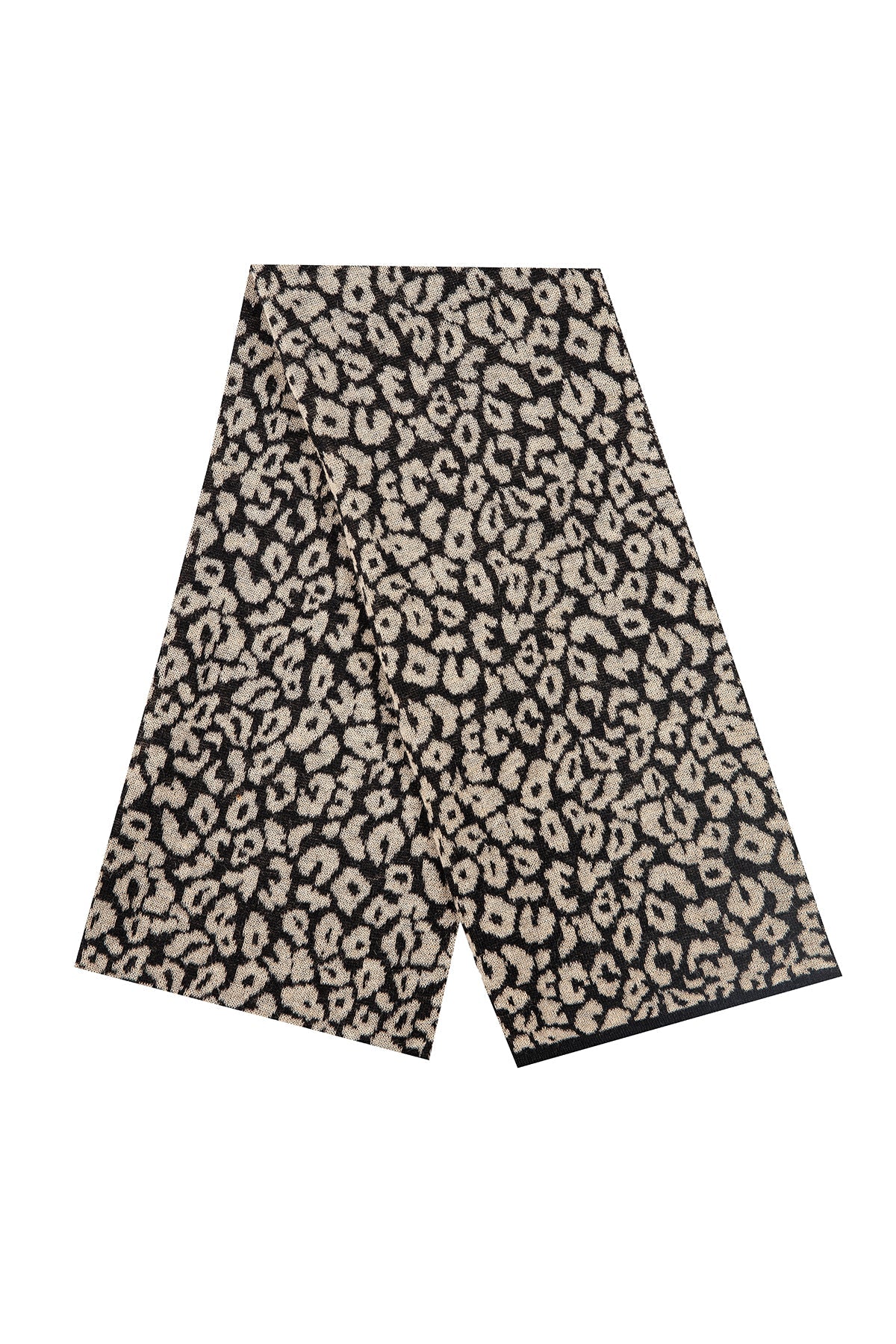 LEOPARD SHAWL BLACK-BEIGE