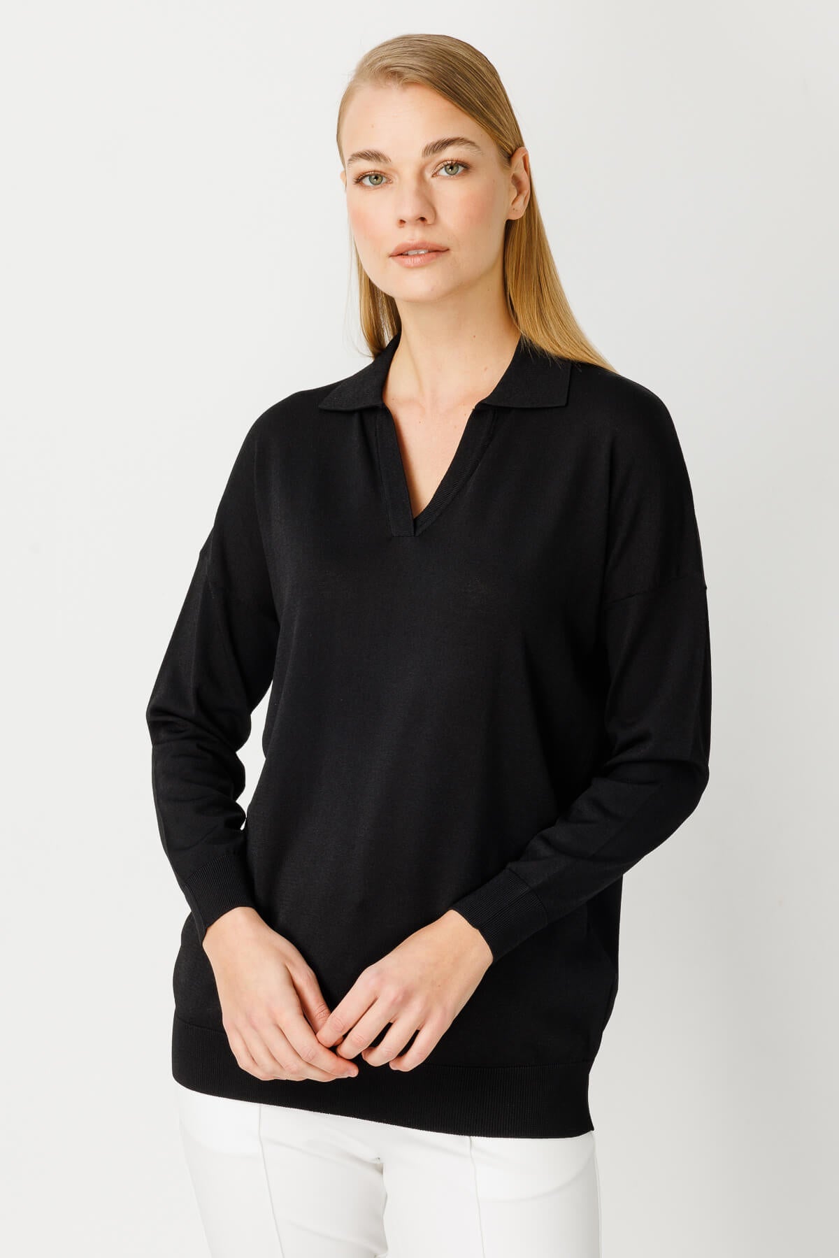 POLO BLOUSE BLACK