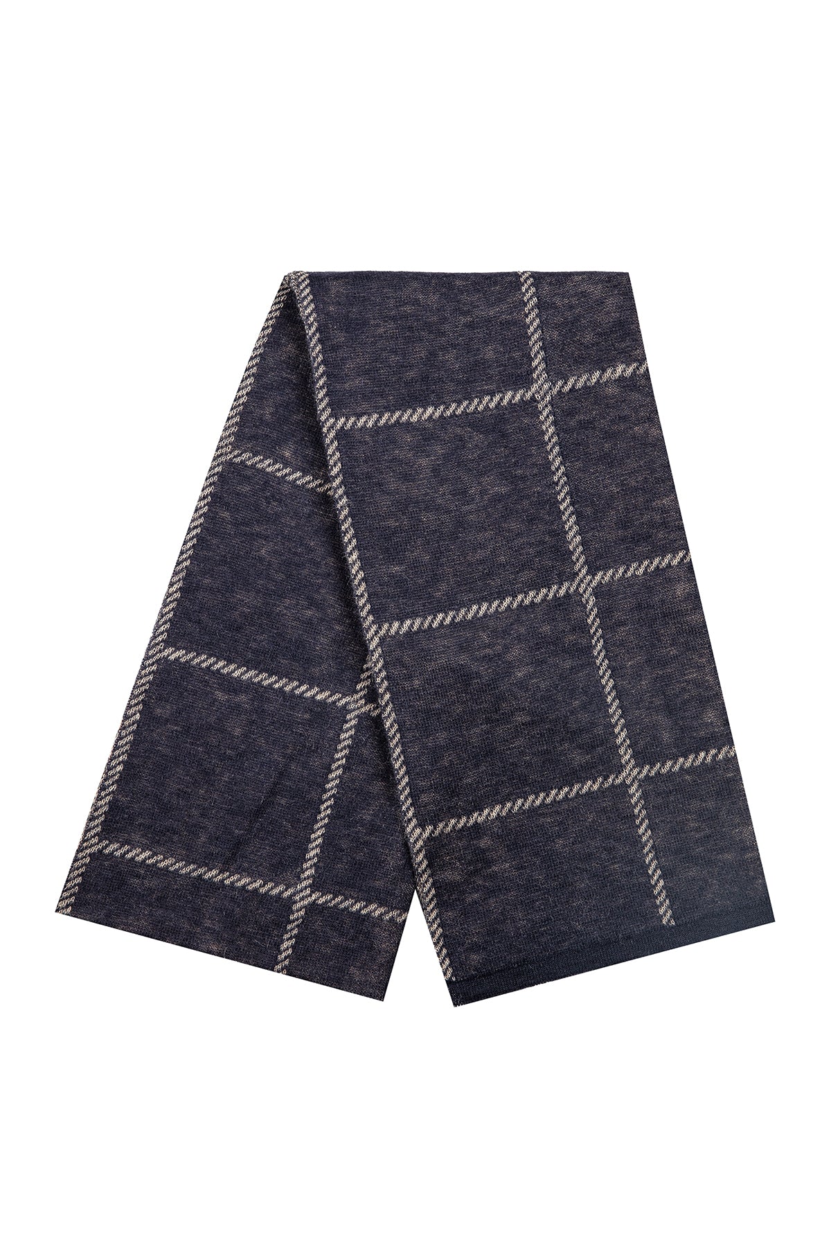 MEN ROMAN CHECK SCARF NAVY-ECRU