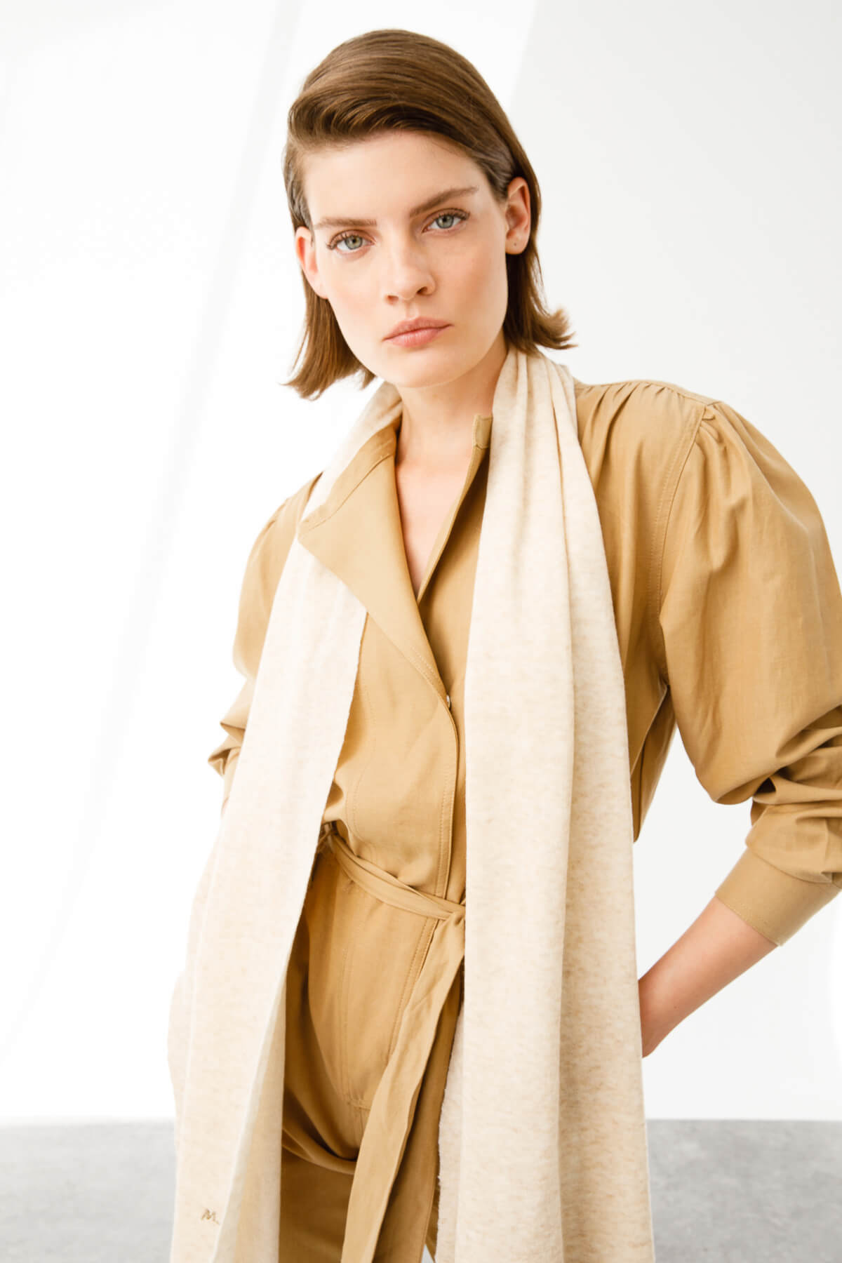 ANGORA SCARF ECRU-TAUPE