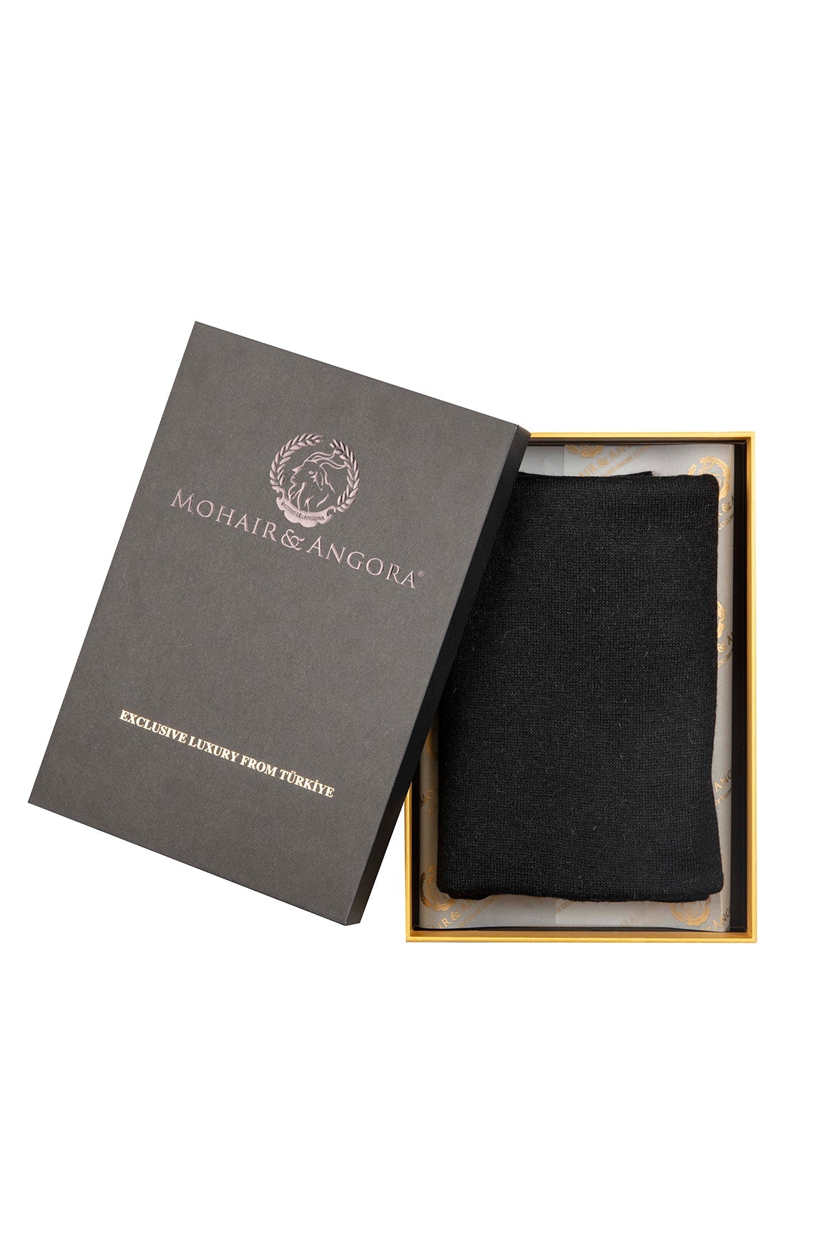 MEN ANGORA SCARF BLACK-GREY