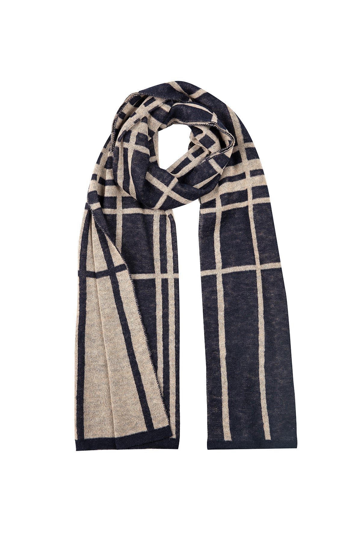 MEN GALATIA SCARF NAVY-BEIGE