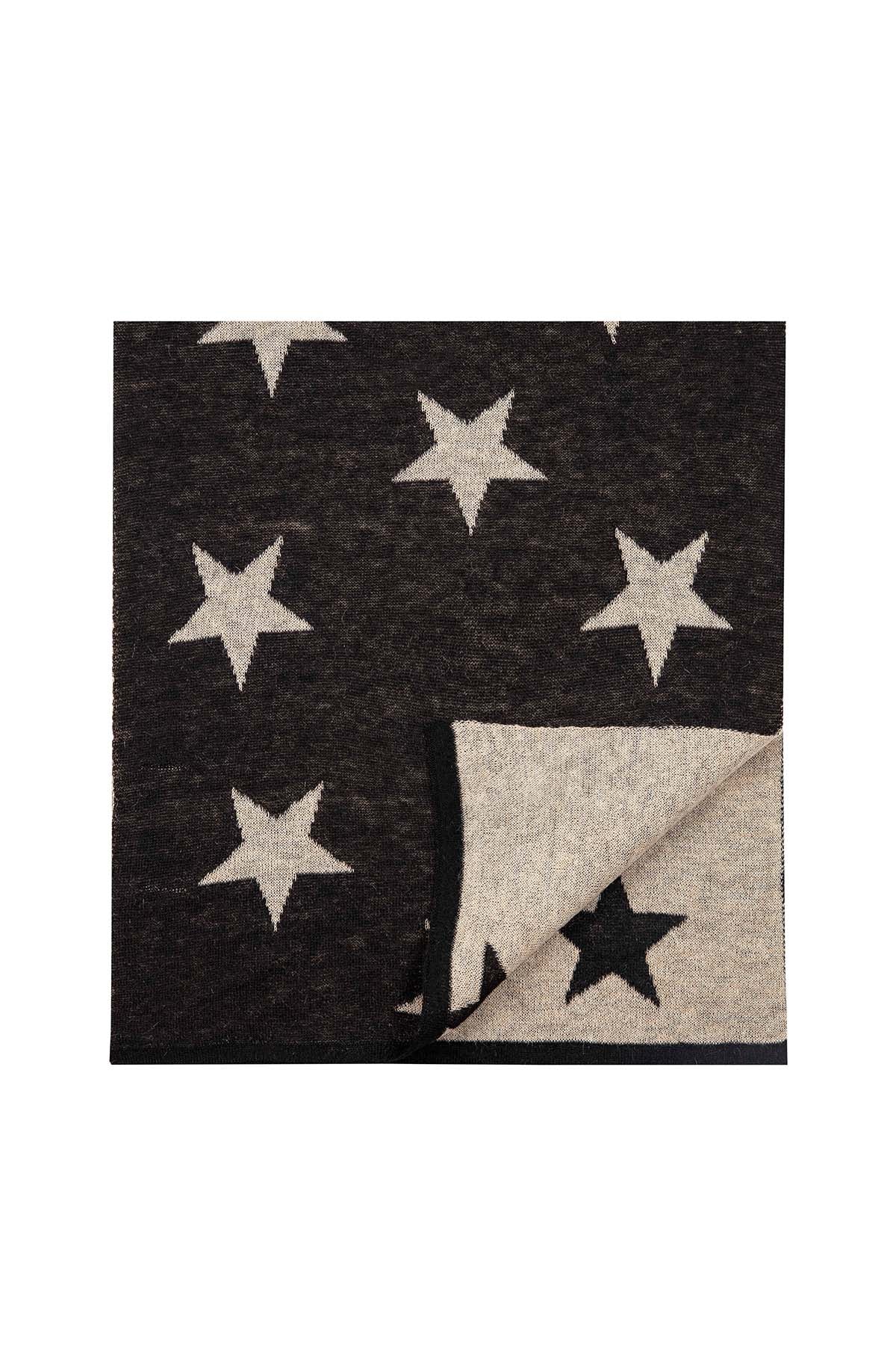 STAR SHAWL BLACK-BEIGE