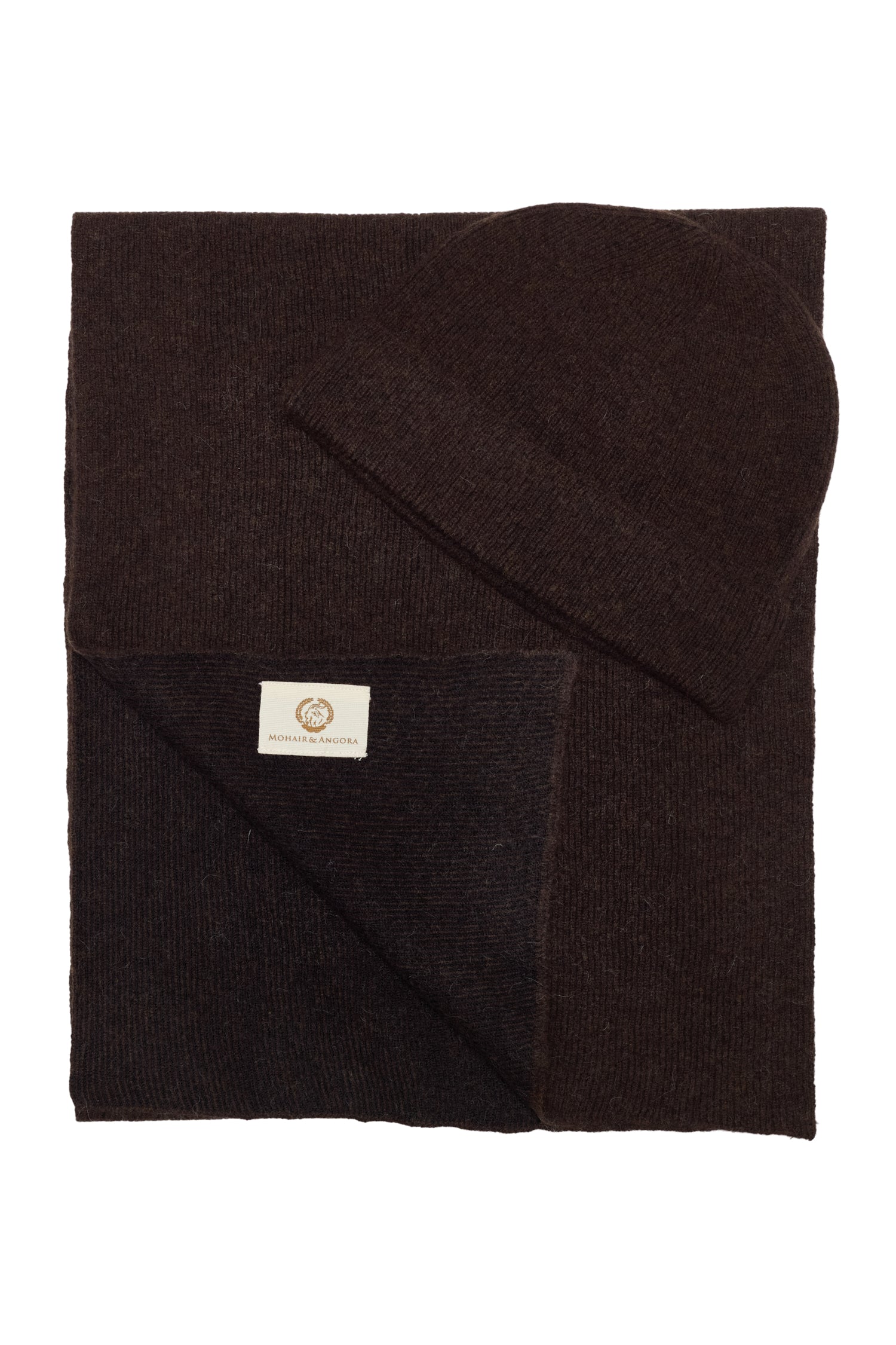ARTEMIS BEANIE & SCARF WOOL SET BROWN-ECRU