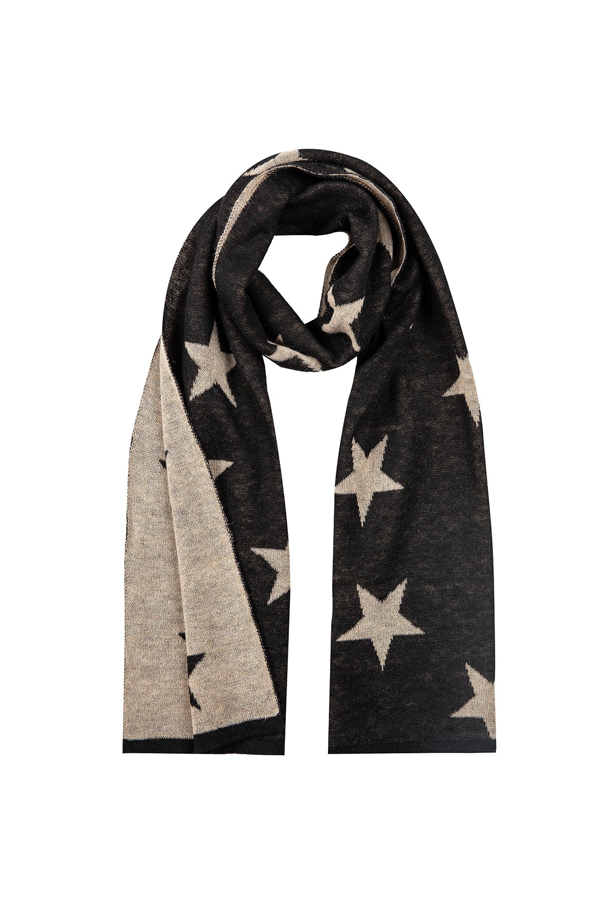 STAR SHAWL BLACK-BEIGE