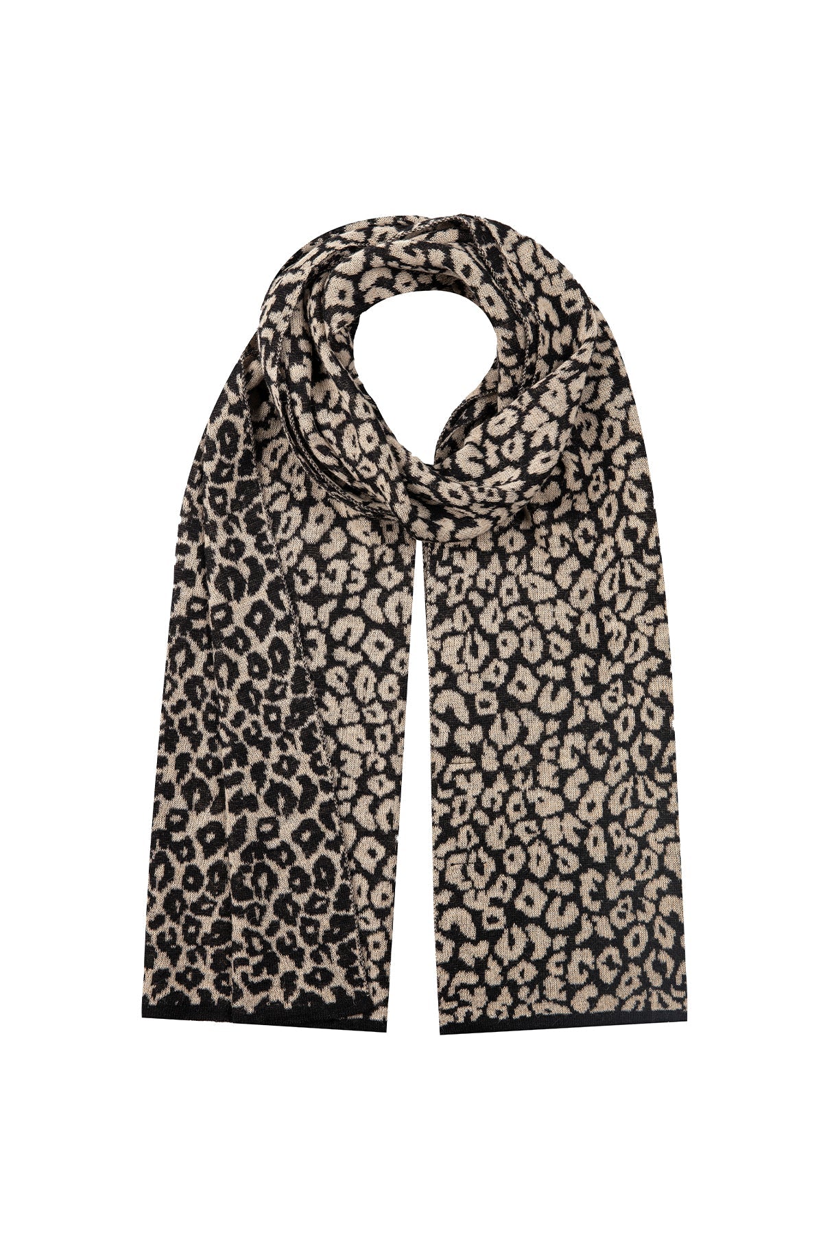 LEOPARD SHAWL BLACK-BEIGE