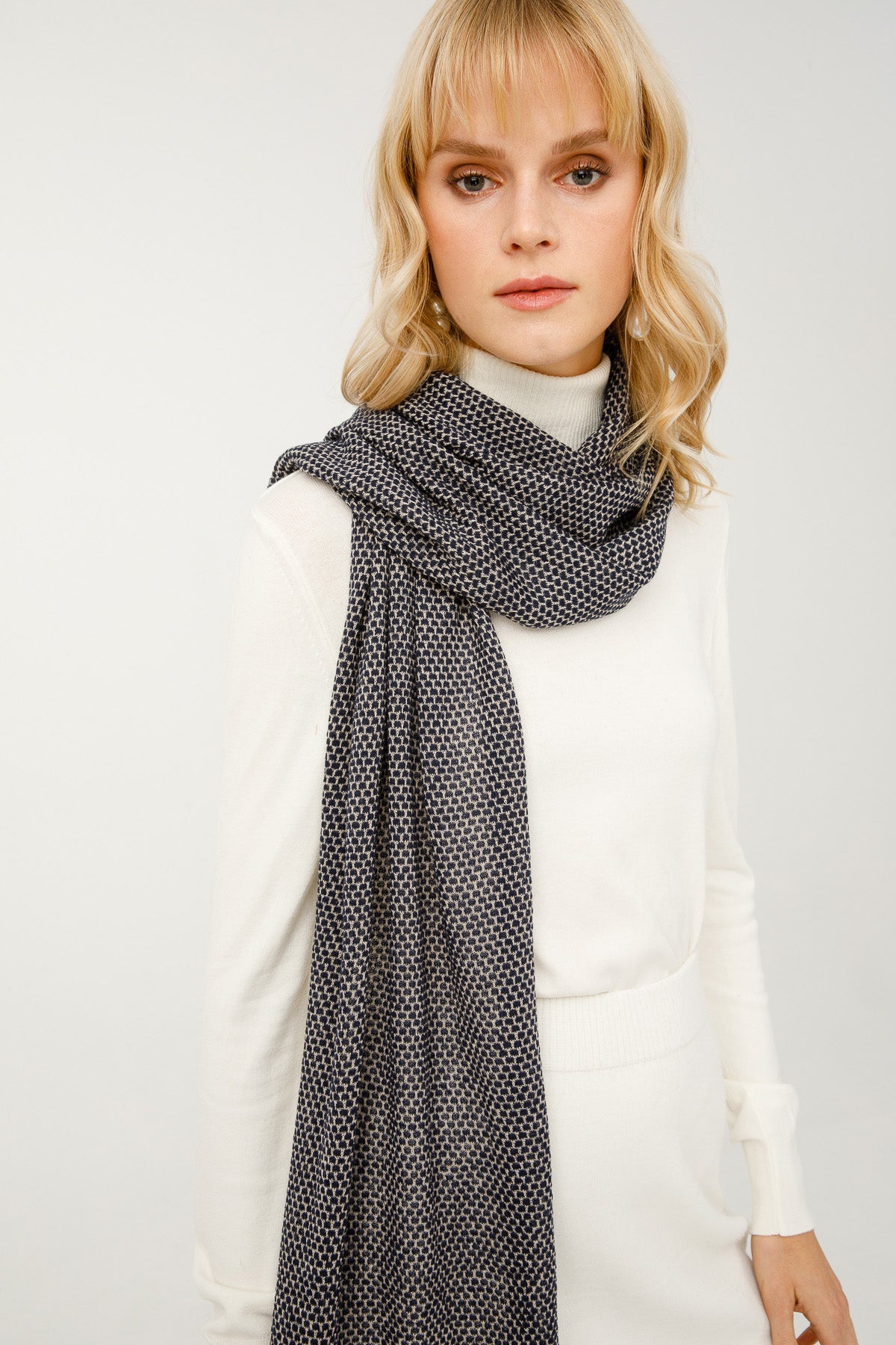 MIDAS SCARF NAVY-BEIGE
