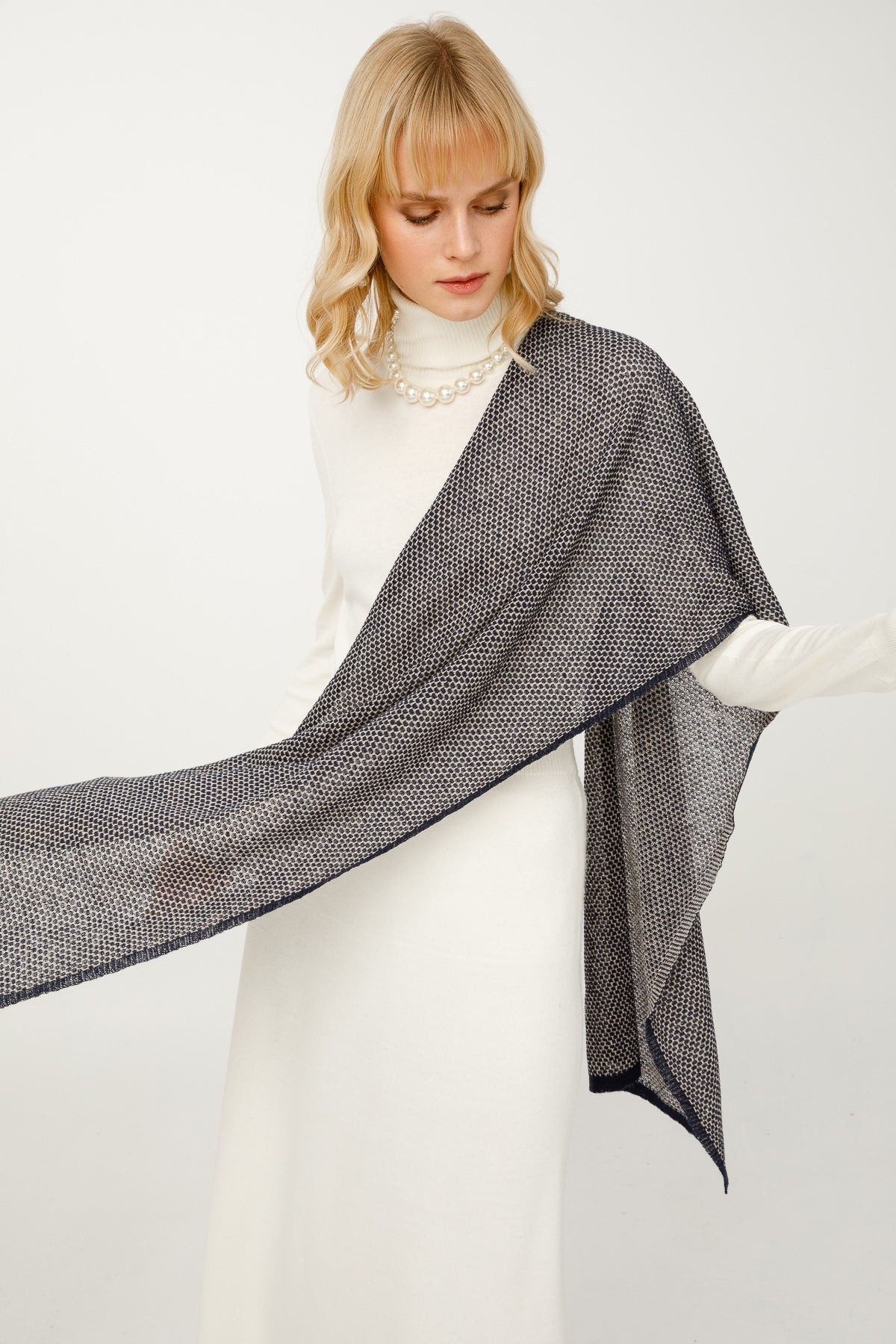 MIDAS SCARF NAVY-BEIGE