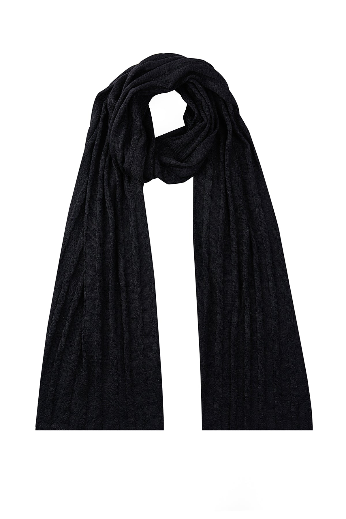 ARINNA SCARF BLACK-CABLE KNIT