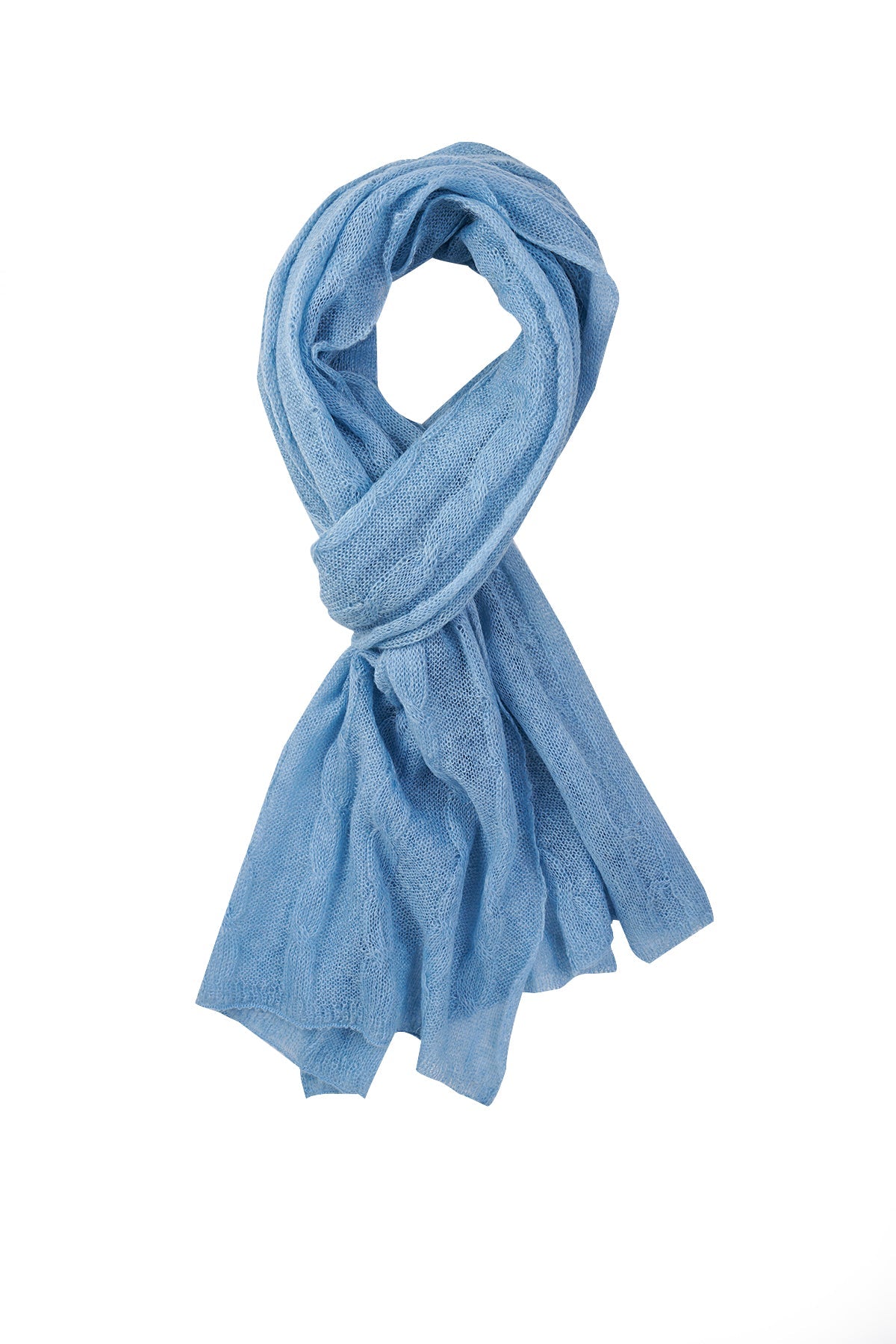 ARINNA SCARF BLUE-CABLE KNIT