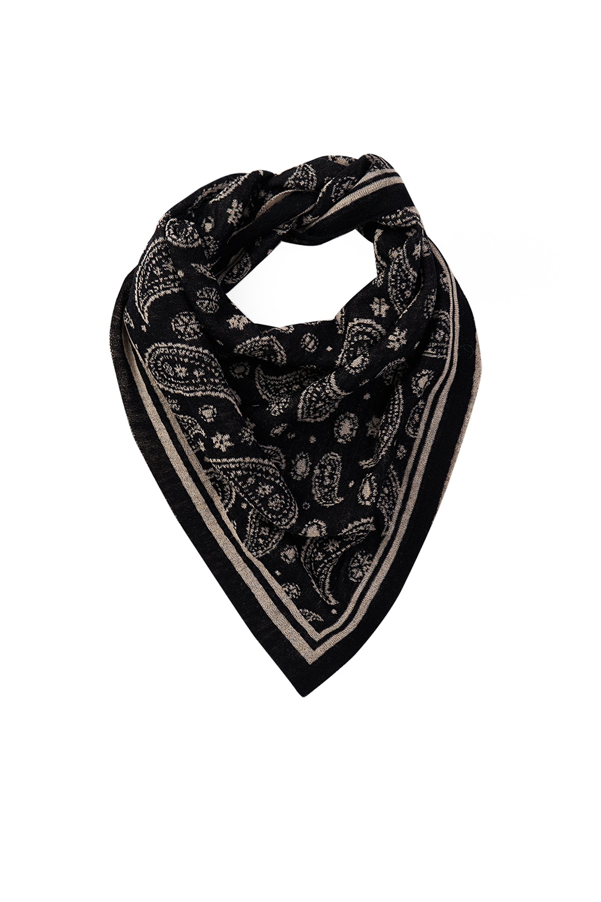 PATARA SQUARE FOULARD BLACK-BEIGE