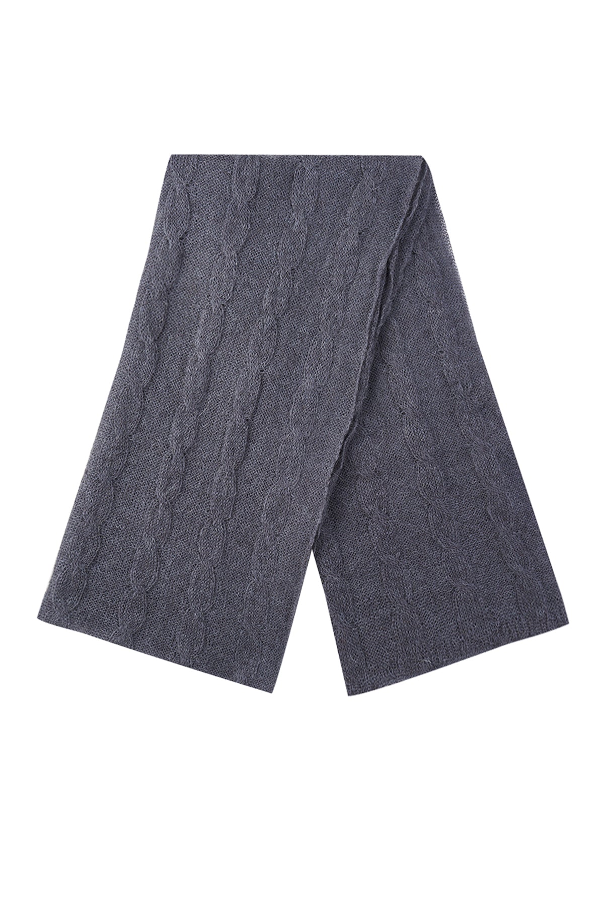 ARINNA SCARF GRAY-CABLE KNIT