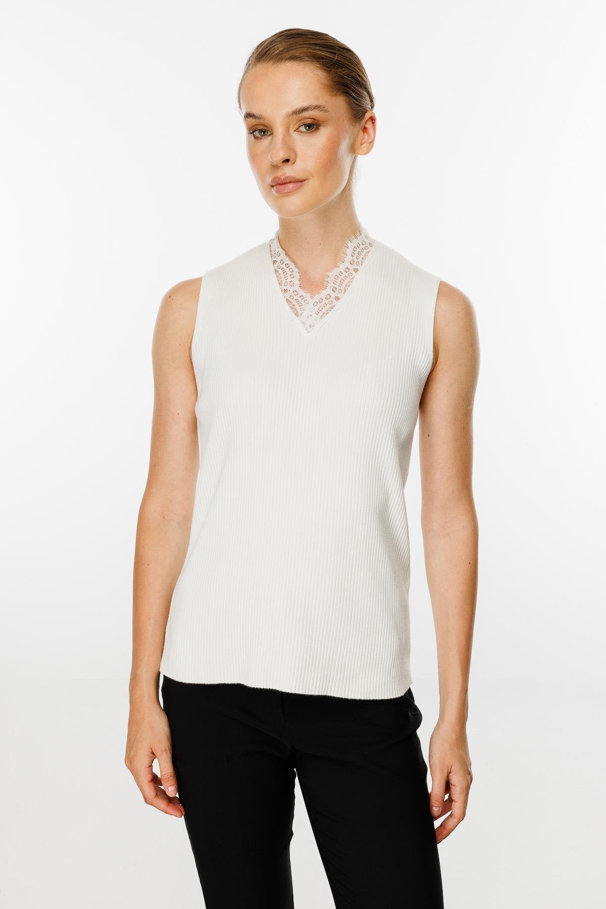 Lace Knit Top - White