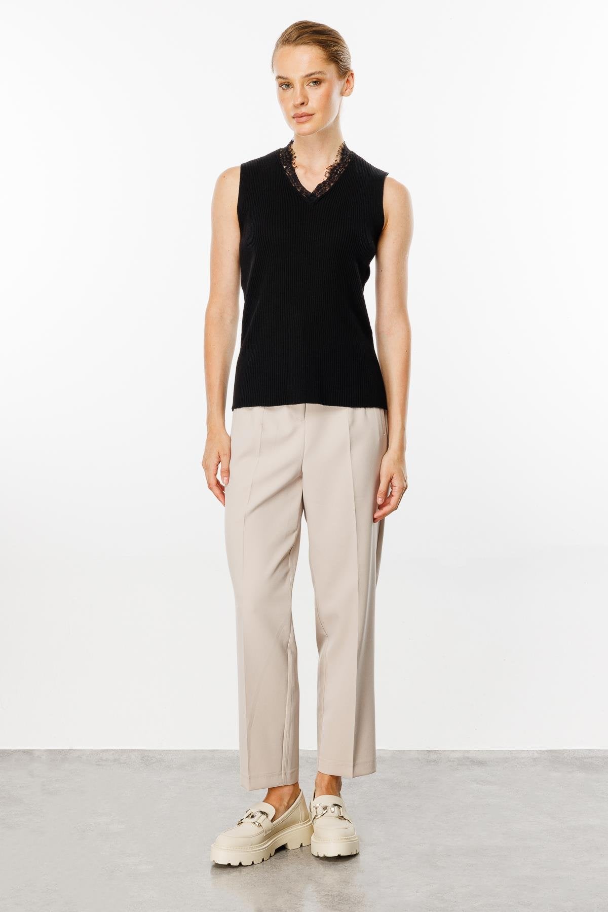 Lace Knit Top - Black