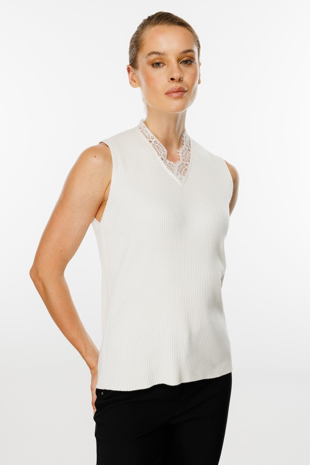 Lace Knit Top - White