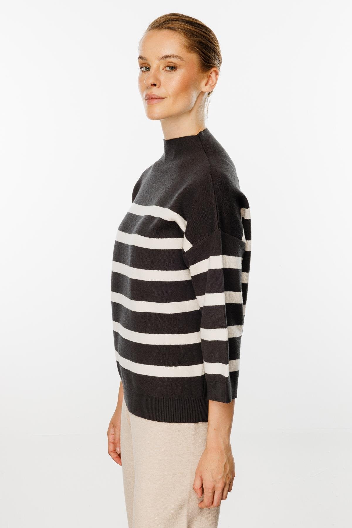Striped Blouse with Capri Sleeves
