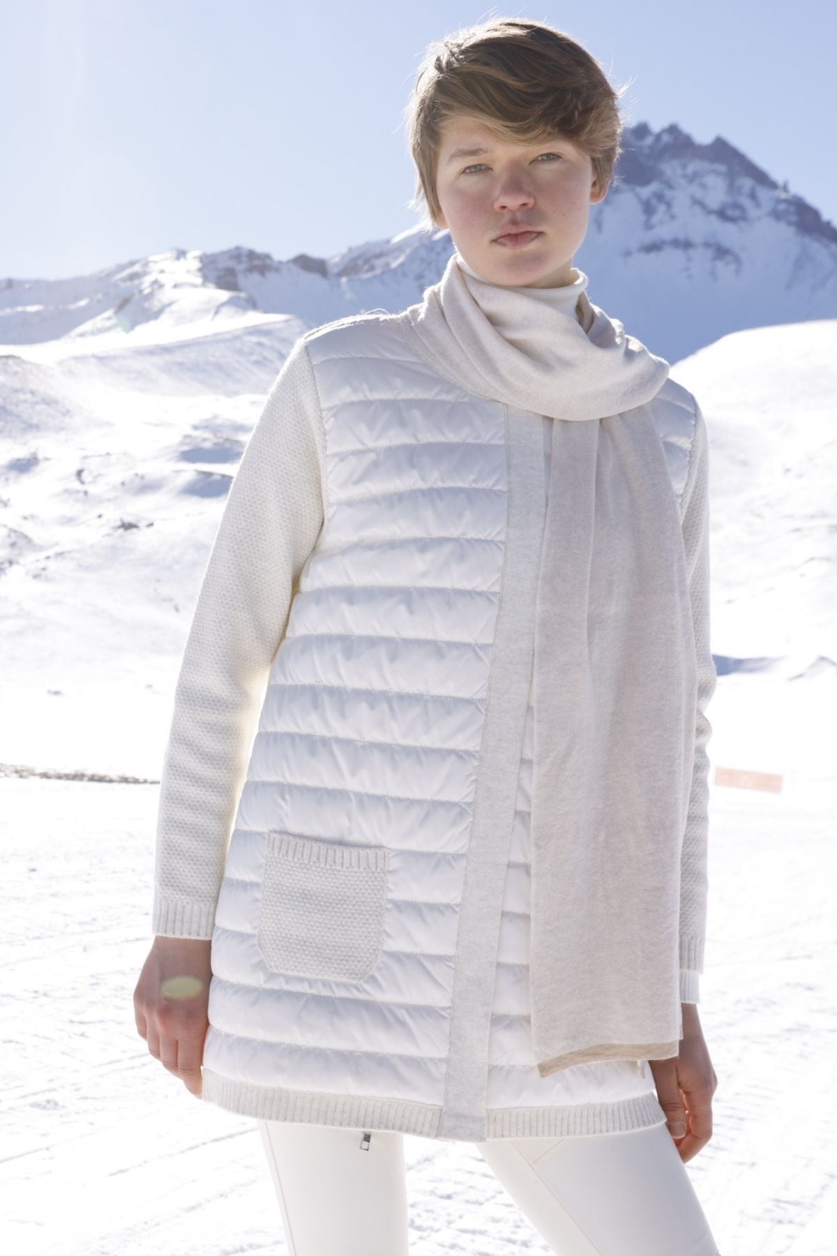 Angora Scarf Ecru-Taupe