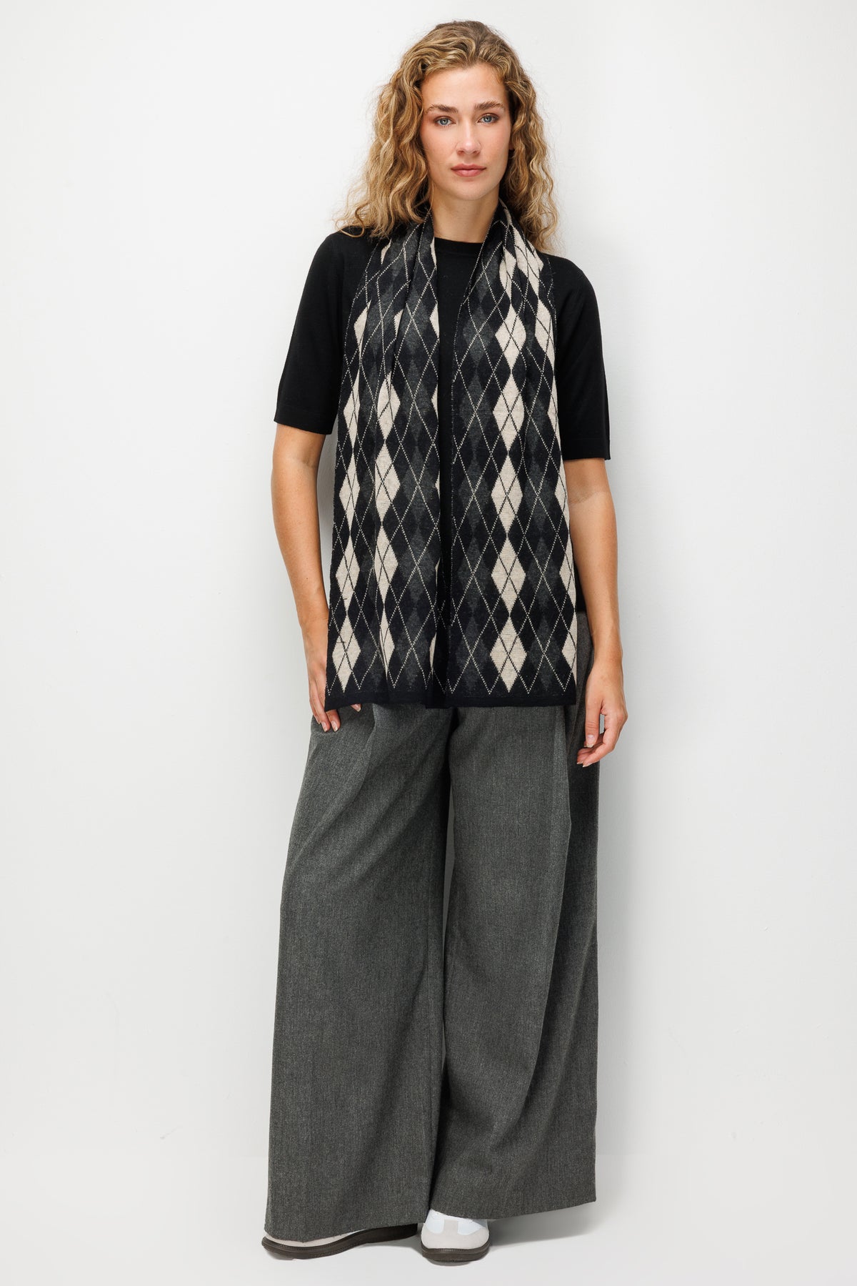 ARGYLE SHAWL ECRU-BEIGE