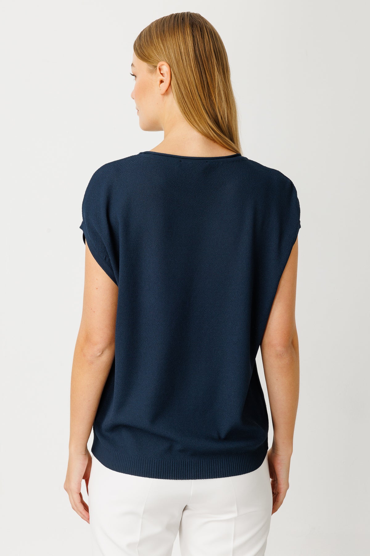 BASIC DIAMOND BLOUSE NAVY
