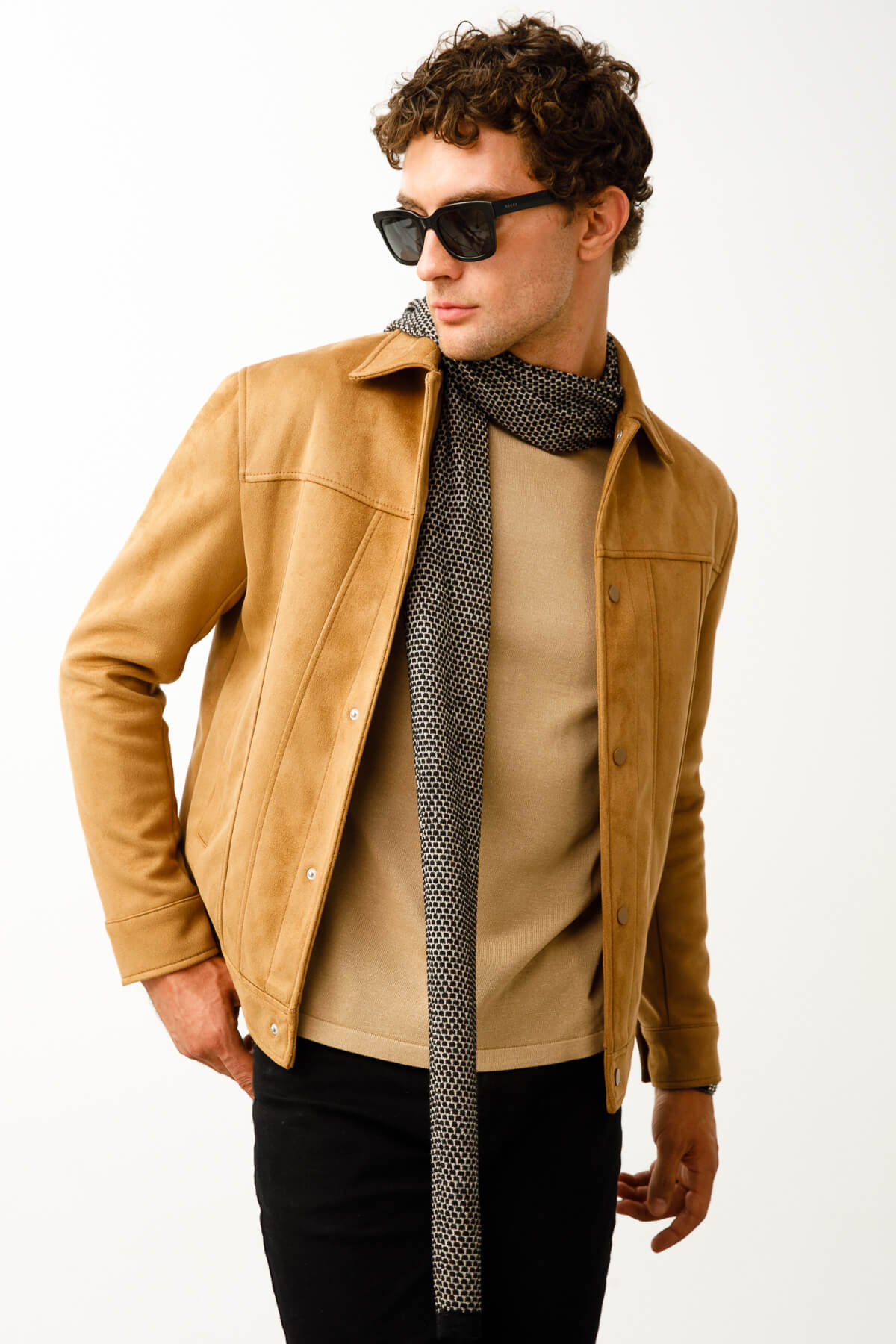 MEN MIDAS SCARF BLACK-BEIGE