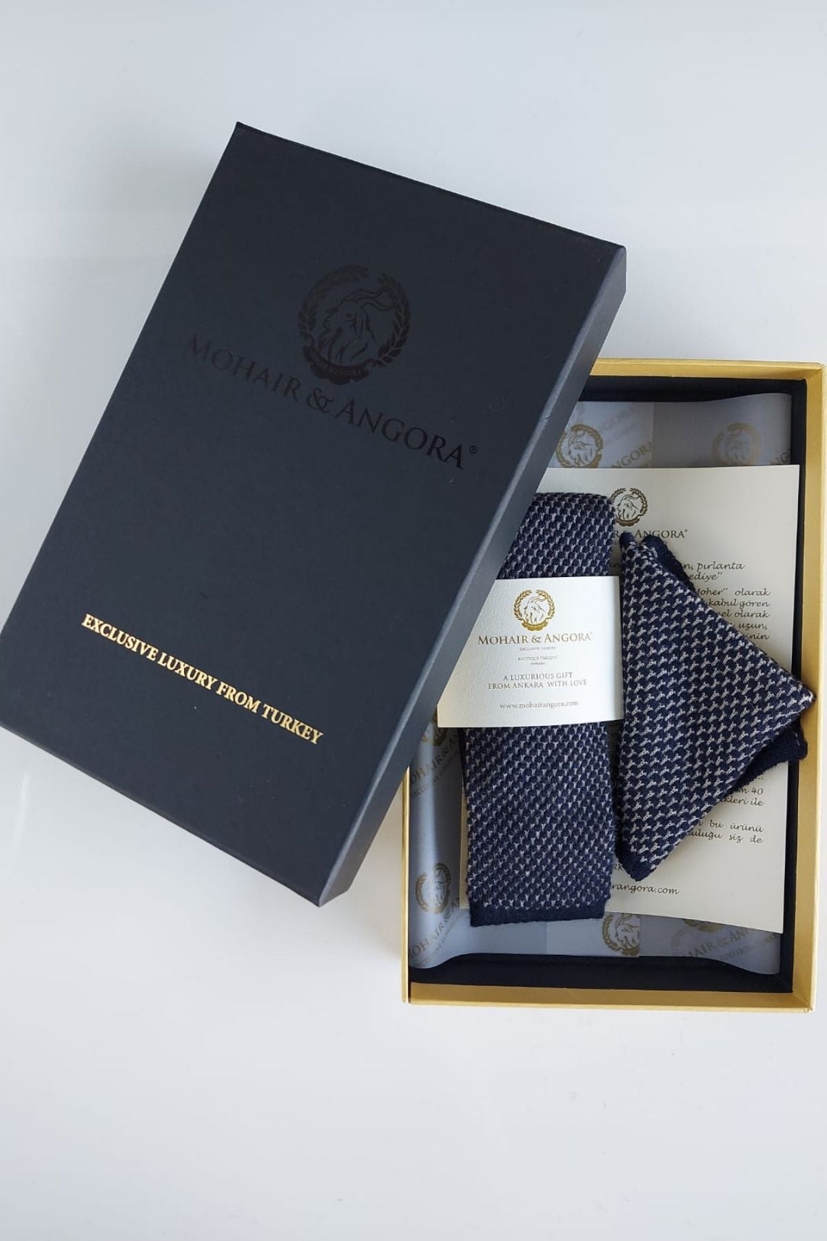 MEN MIDAS TIE HANDKERCHIEF SET NAVY-BEIGE