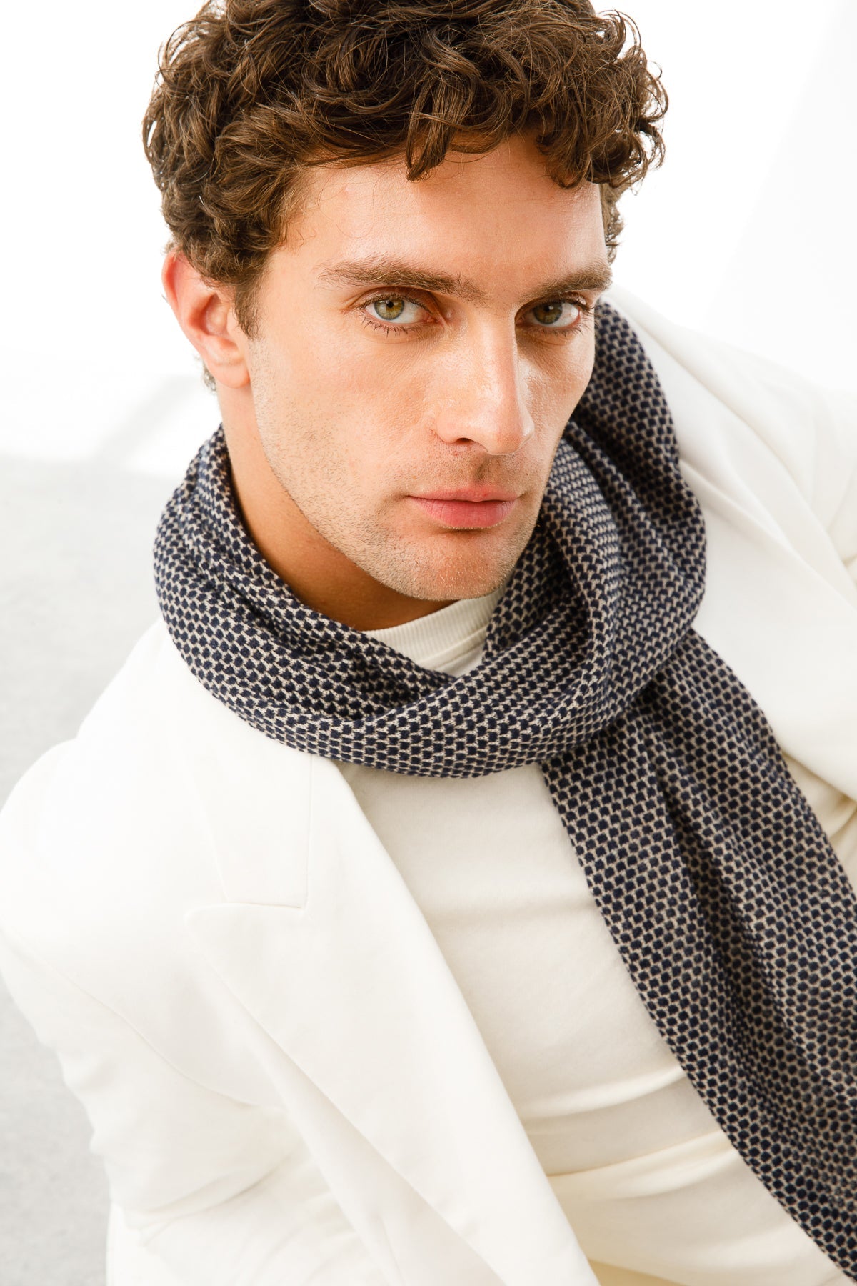 MEN MIDAS SCARF  NAVY-BEIGE